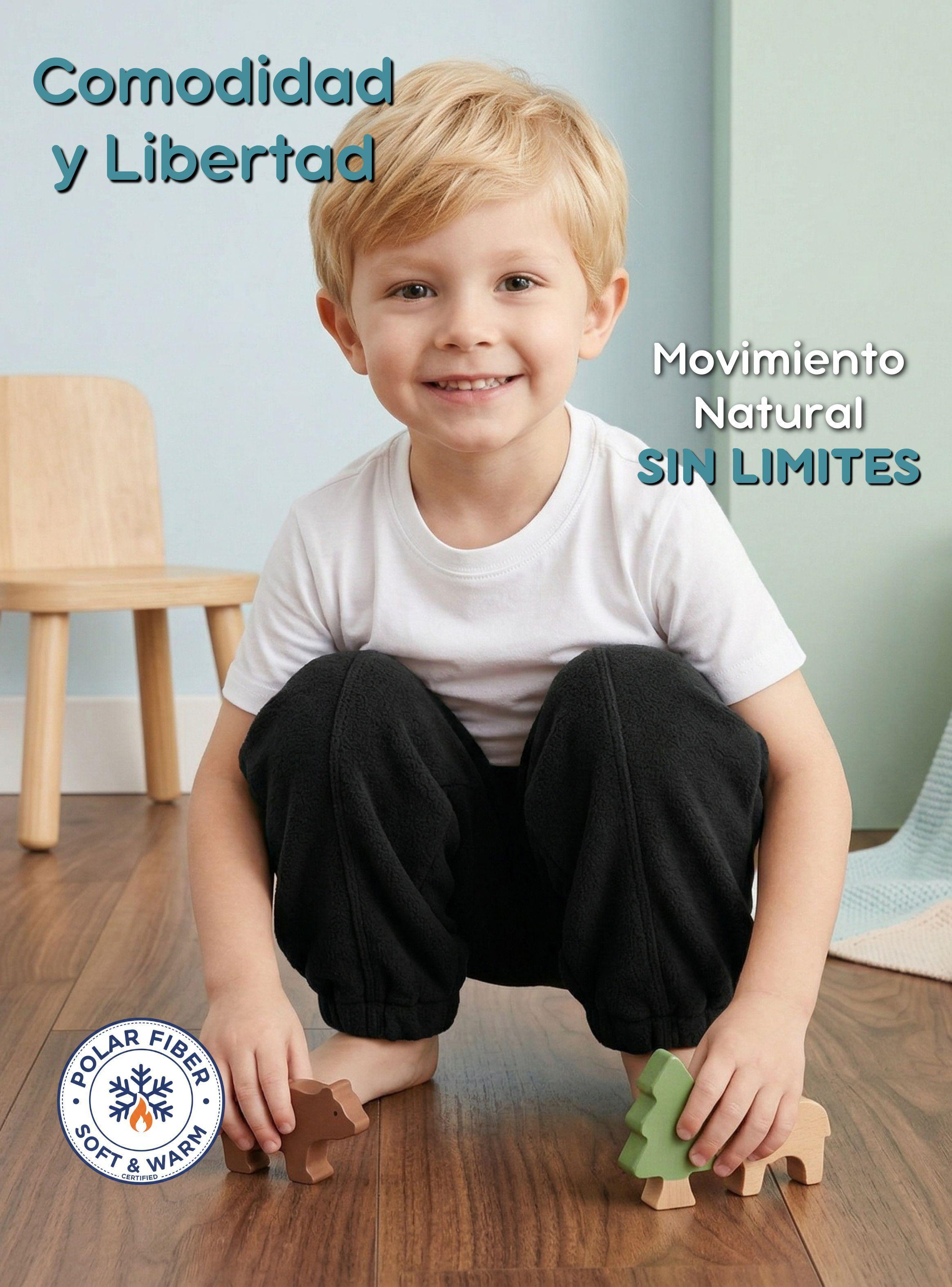 Buzo Pantalón Forrado Polar Negro Bebé Niño Invierno-5