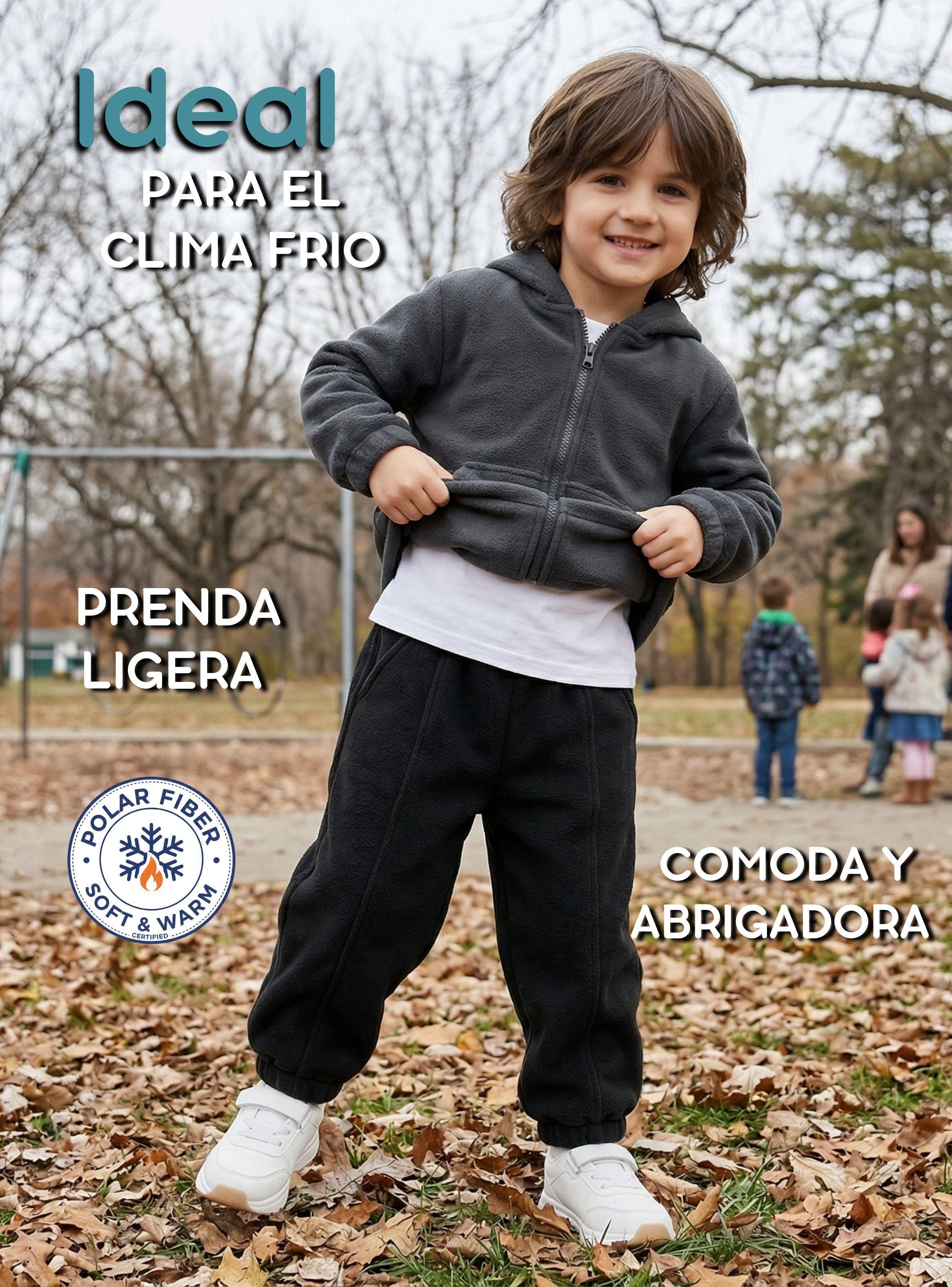 Buzo Pantalón Forrado Polar Negro Bebé Niño Invierno-7
