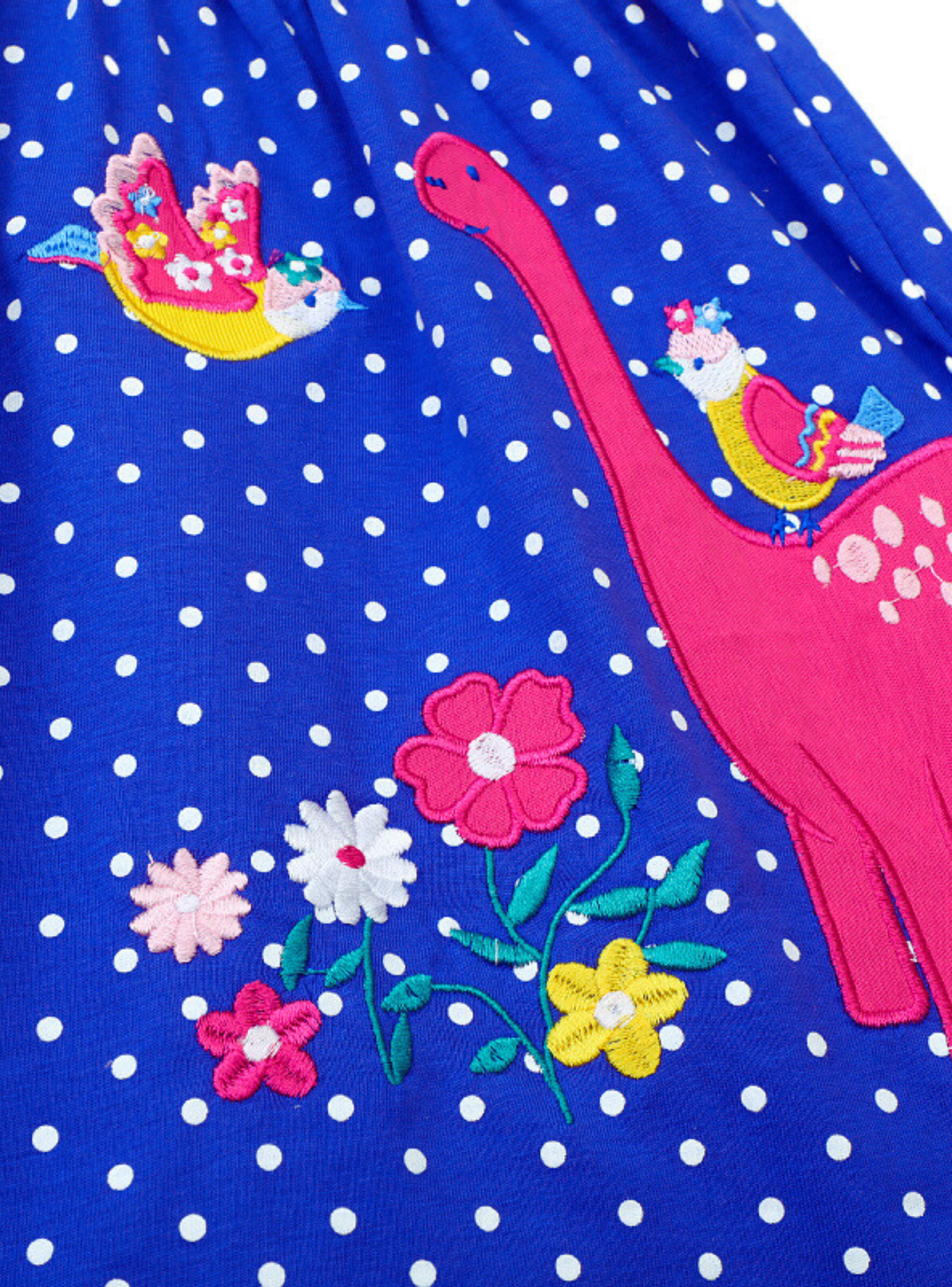 Vestido Manga Corta Niña Estampado Dinosaurio Azul-4