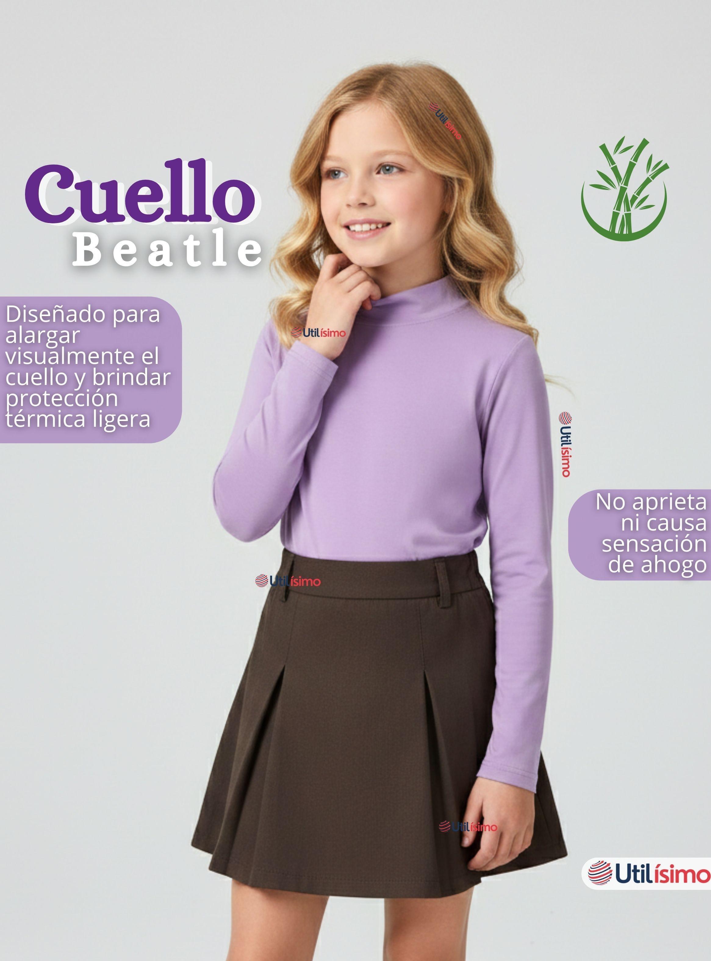 Pack 3 Polera Camiseta Bambú Lila Cuello Beatle Primera Capa Manga Larga Niñas-4