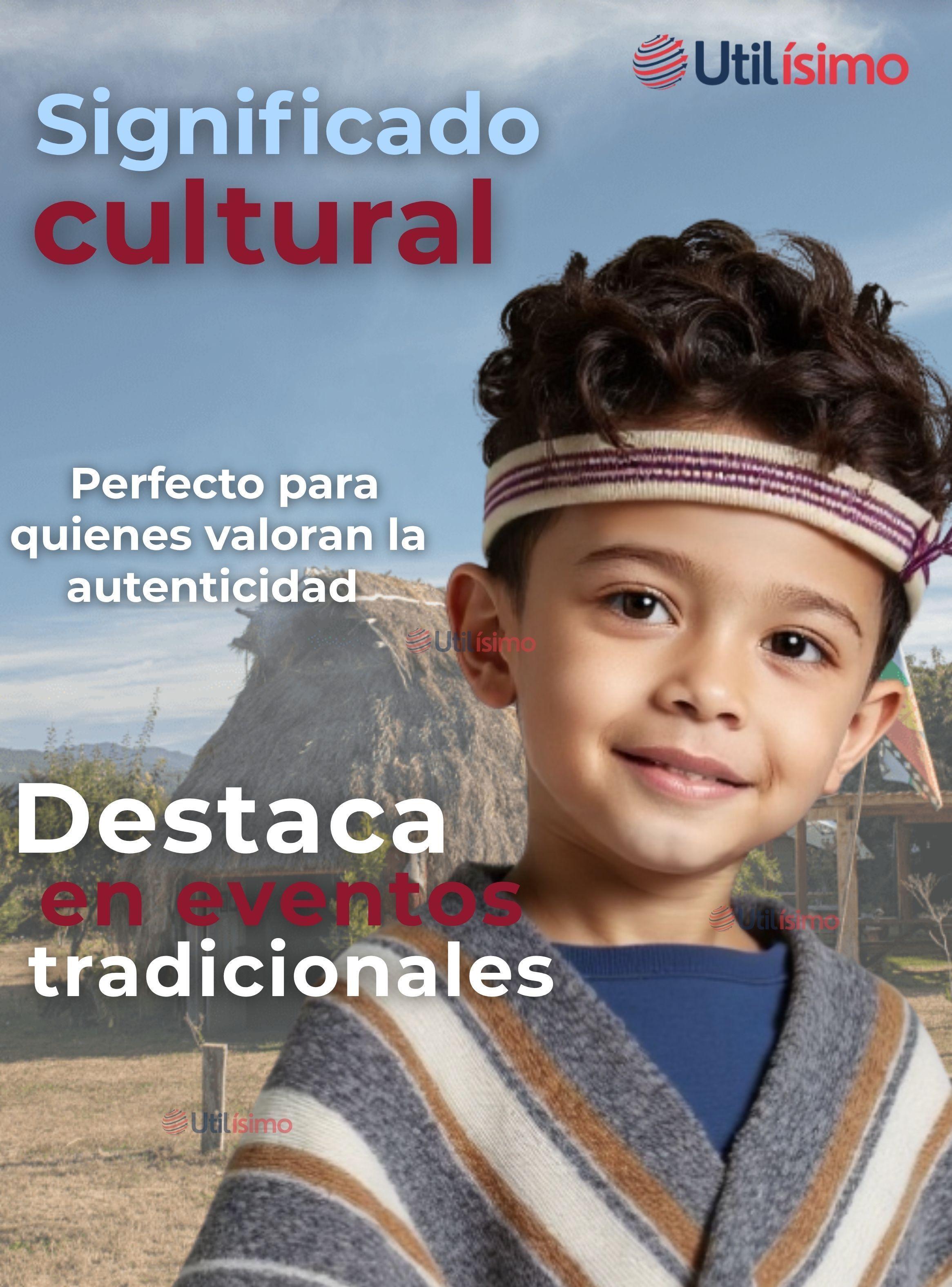 Set Poncho Mapuche +Trarilonco Mapuche Fiestas Patrias  Manta y Cintillo-5