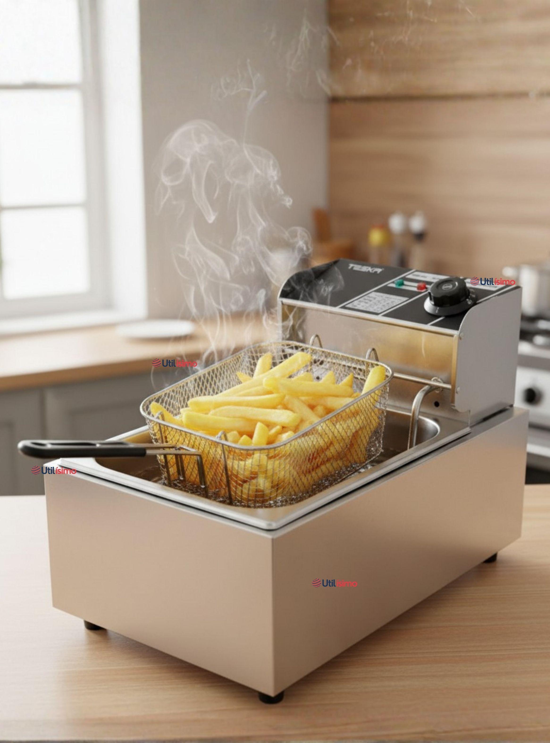 Freidora Eléctrica en Aceite Eléctrica 5 Litros 2000W de Potencia Acero Inoxidable-0