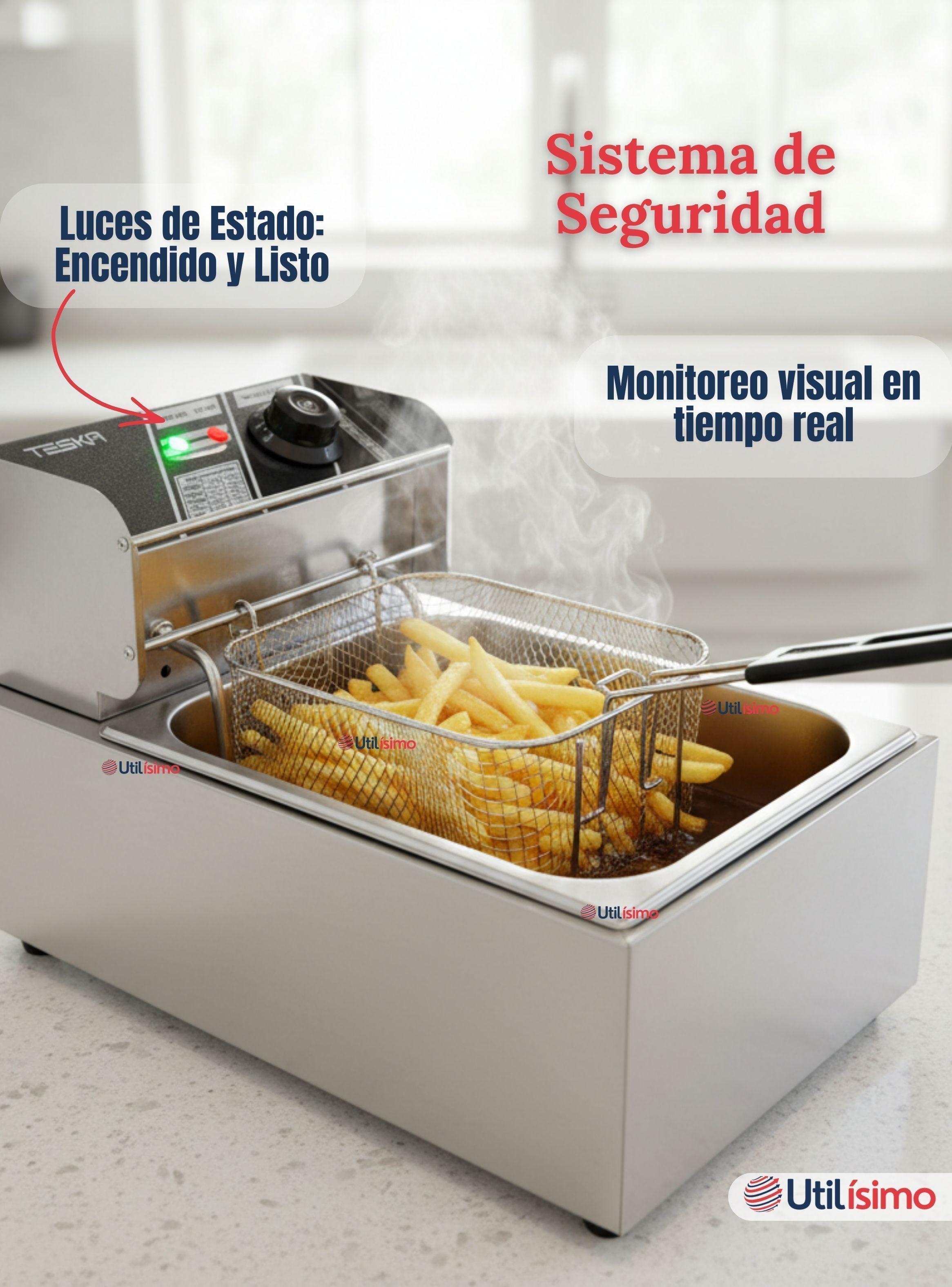 Freidora Eléctrica en Aceite Eléctrica 5 Litros 2000W de Potencia Acero Inoxidable-3