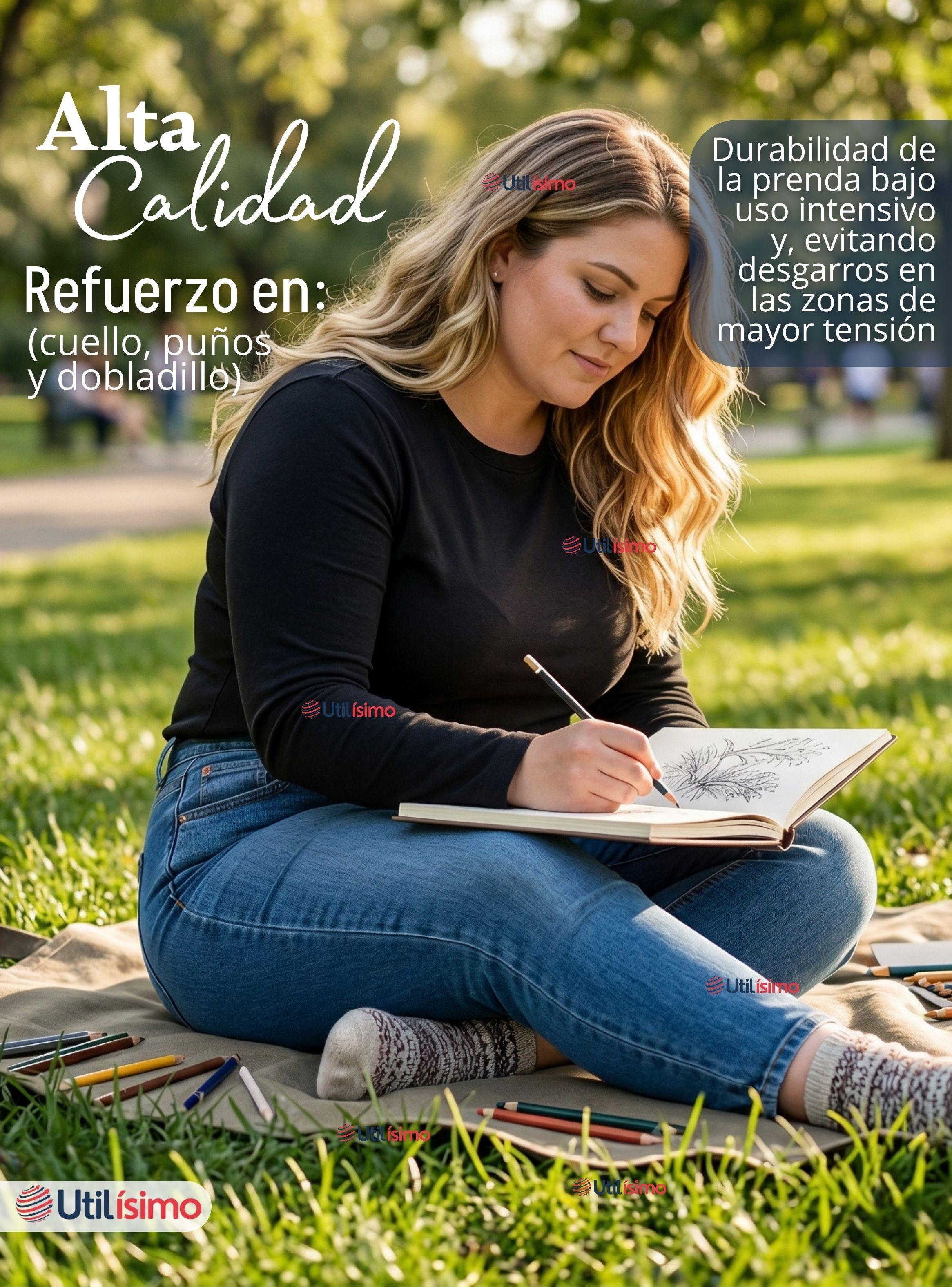 Camiseta Polera Polar Primera Capa Color Negro Manga Larga Mujer-7