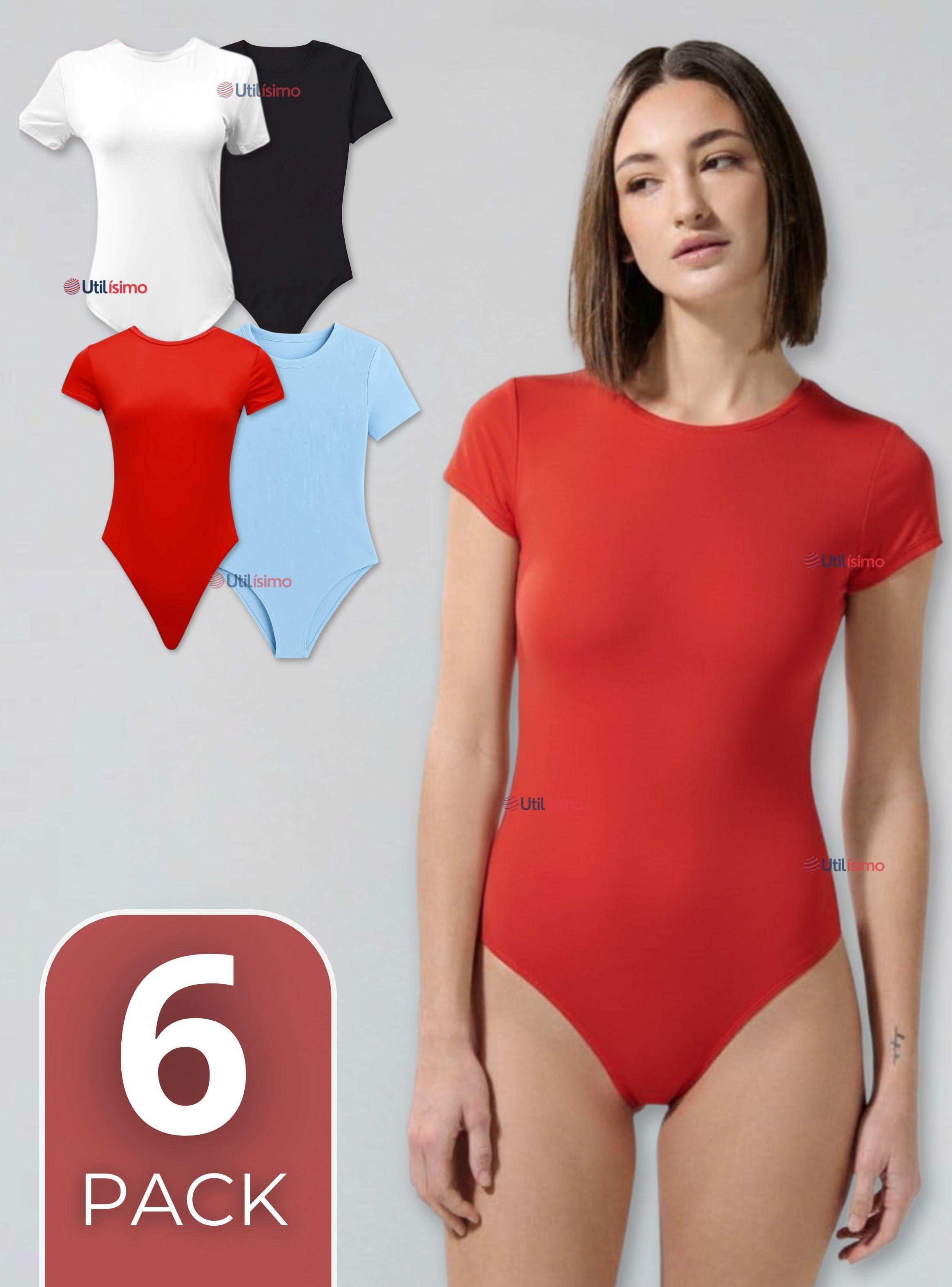 Pack 6 Bodys Ajustables Moldeador 100% Bambú  Manga Corta Mujer Colores Surtidos-0