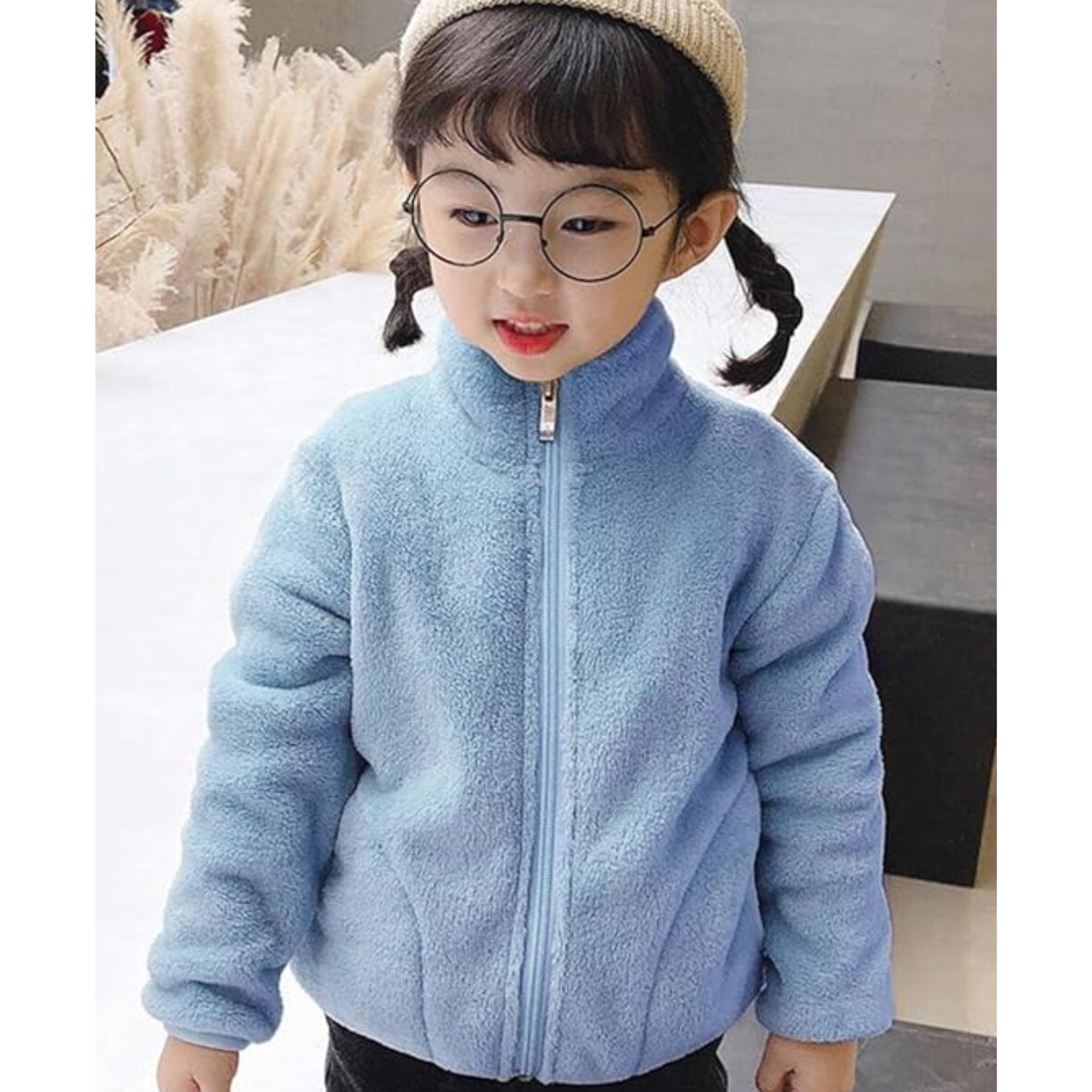 Chaqueta Polar Con Cierre y Bolsillos Unisex Azul Claro Jump Kids-1