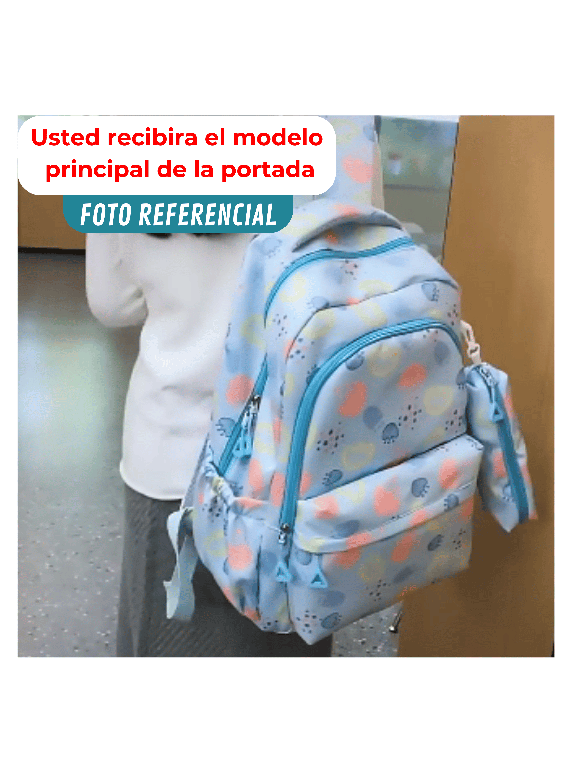 Mochila Escolar 46cm Diseño Floral Print Green-3