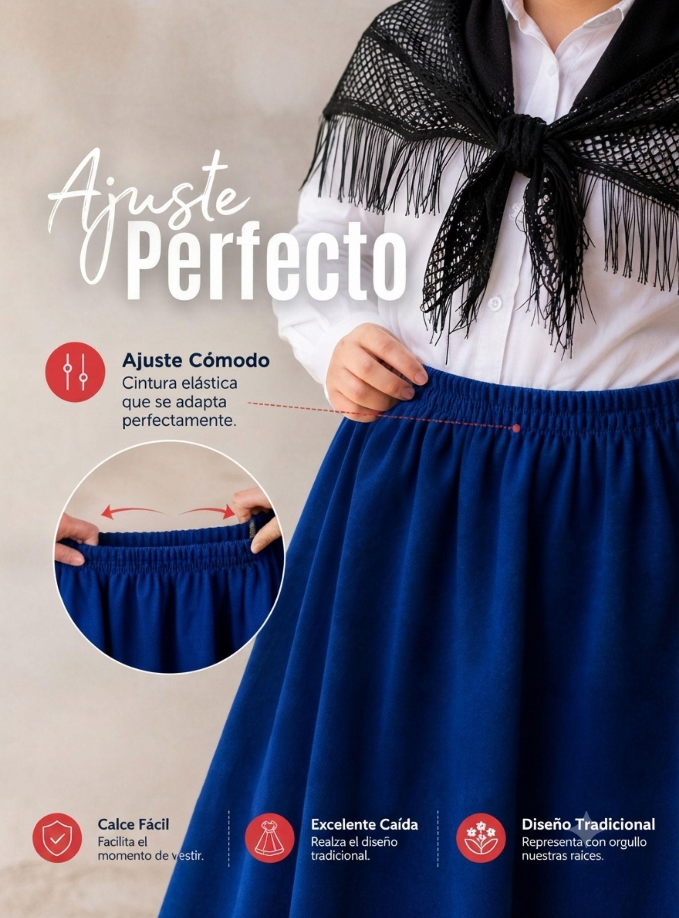 Traje Chilote Juvenil 4 Piezas Azul Con Polera Baile Típico Fiestas Patrias-6