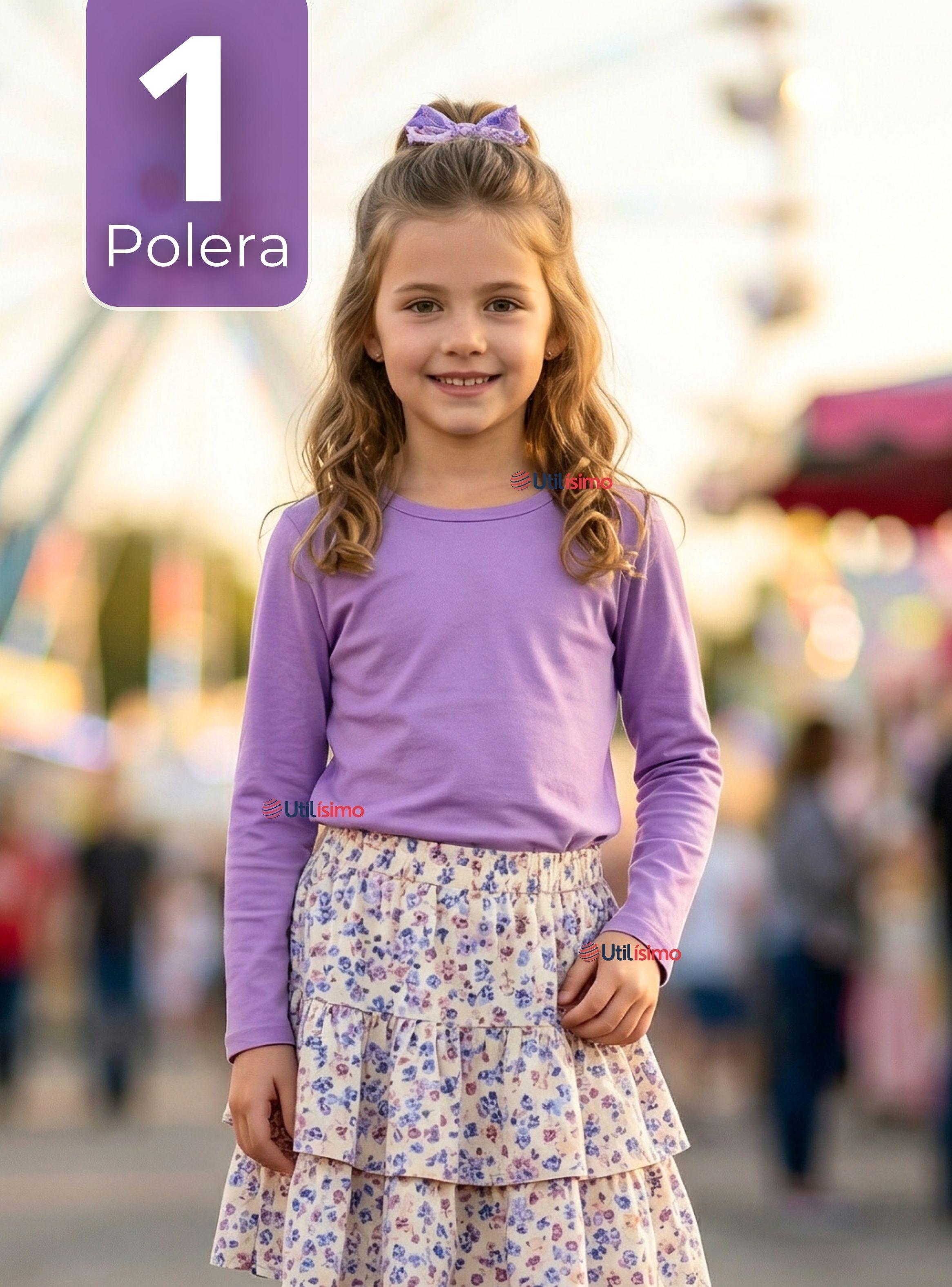 Camiseta Polera Bambú Cuello Redondo Lila Primera Capa Manga Larga Niña-0