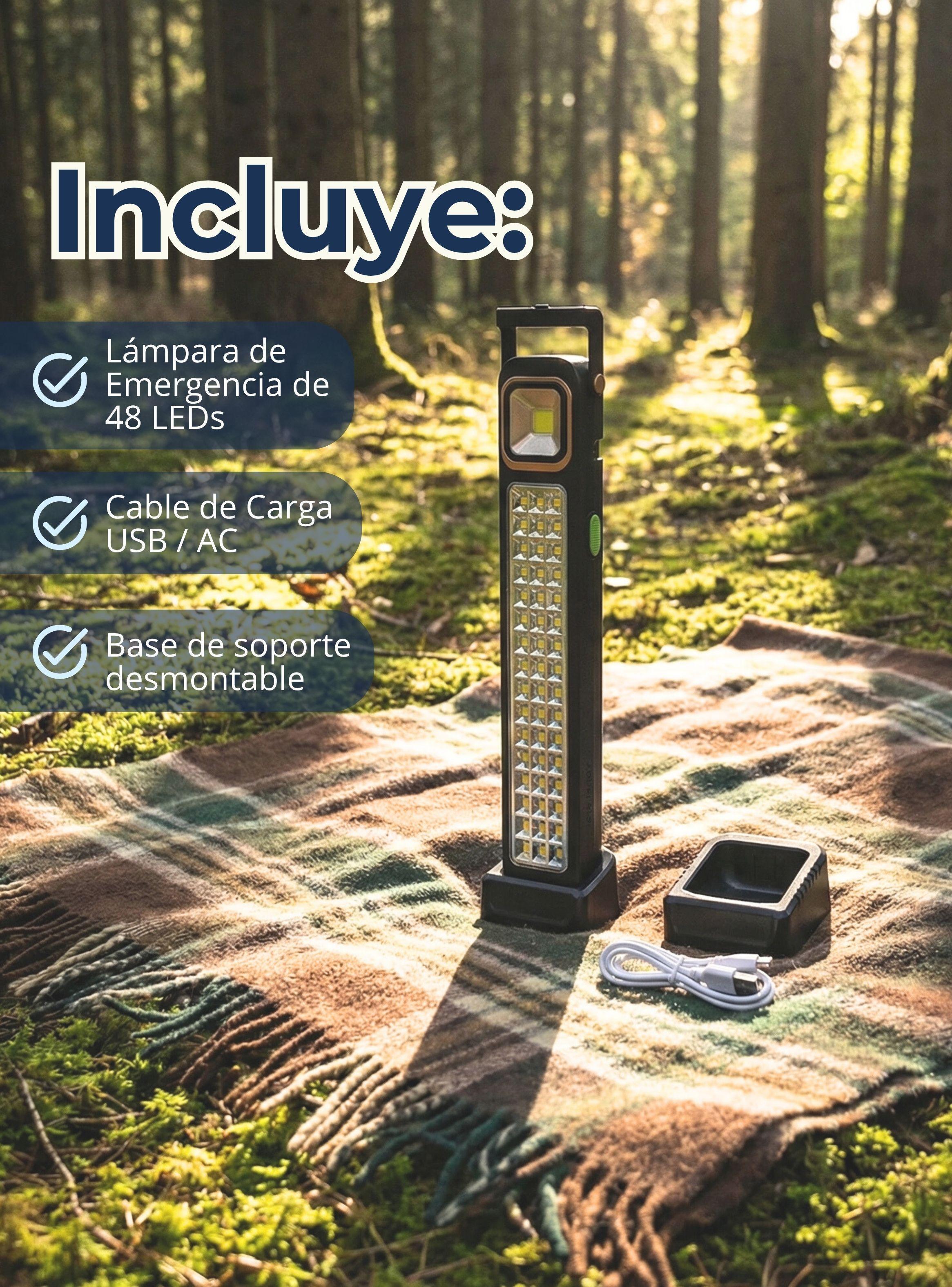 Lampara Luz De Emergencia Focos 48 Led Carga Híbrida Solar USB 30W-2