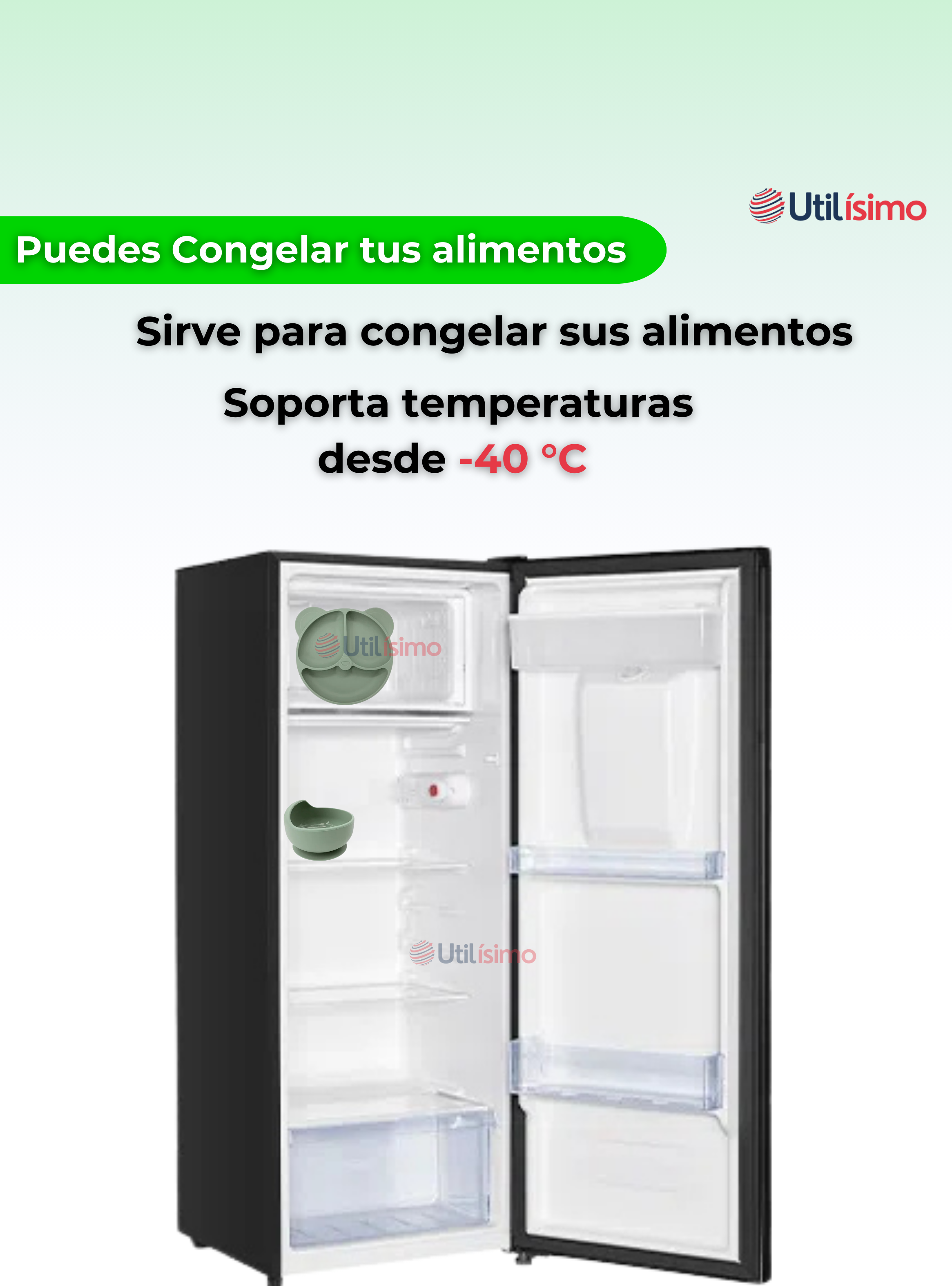 Set De Alimentación Bebé Silicona De Oso 6 Piezas Libre BPA Verde-4