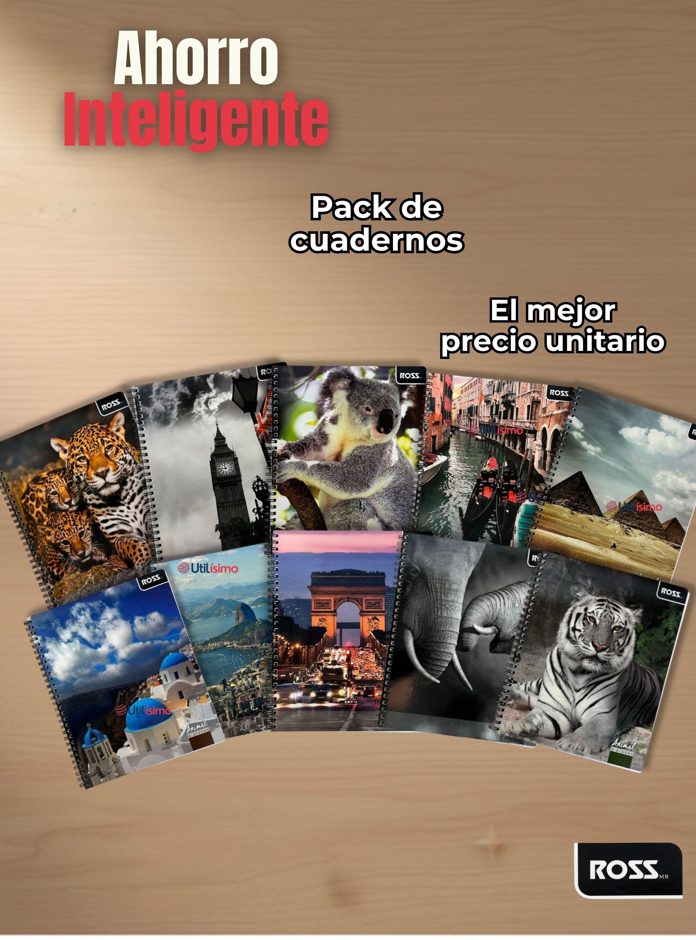 Pack 5 Cuadernos Universitario Animal & Places Ross 7mm de 100 hojas Diseños Surtidos-6