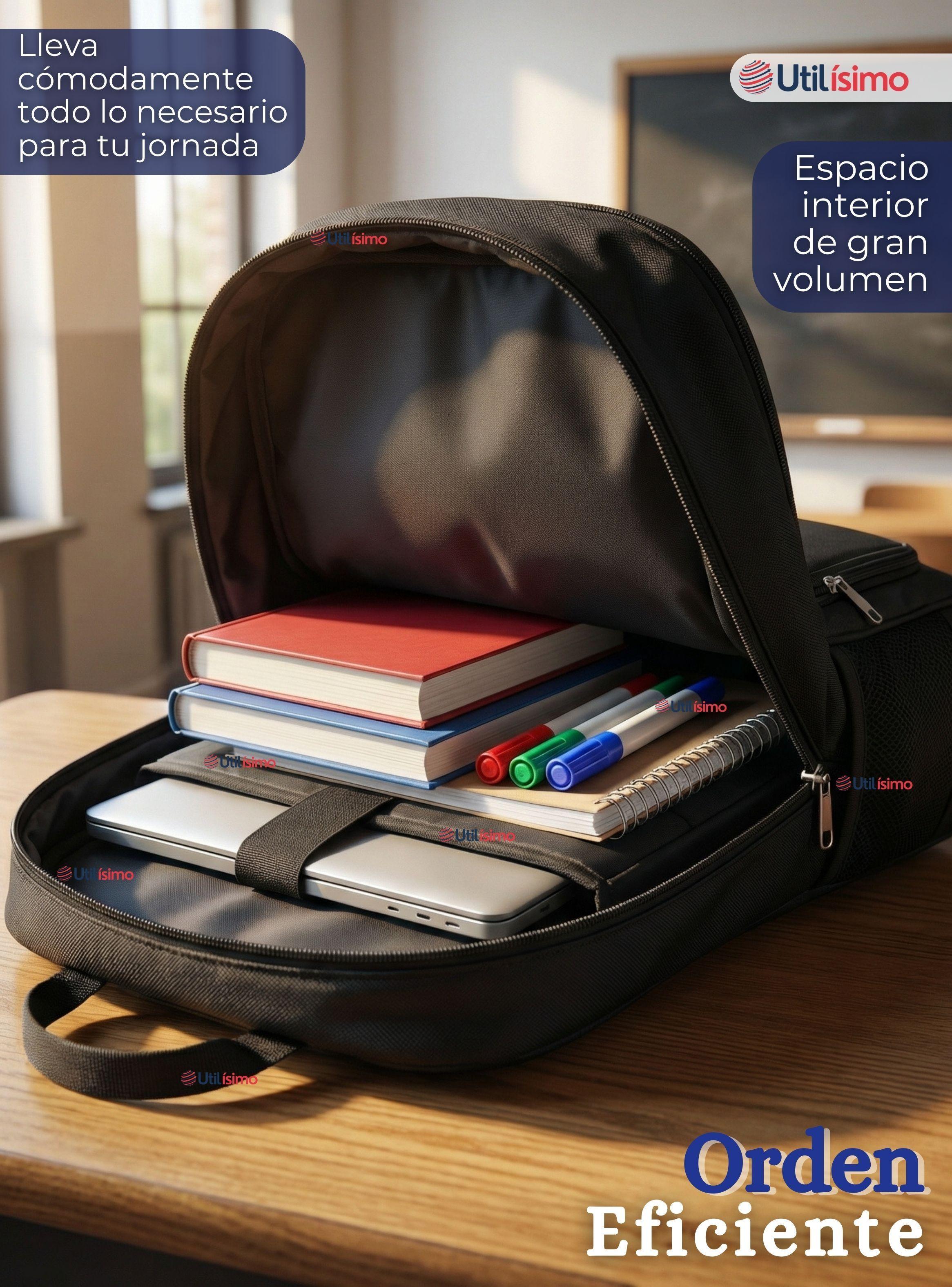 Mochila Jumbo Multifuncional Escolar Viaje Ejecutiva Impermeable Resistente Notebook 53cm Negro 28L-5