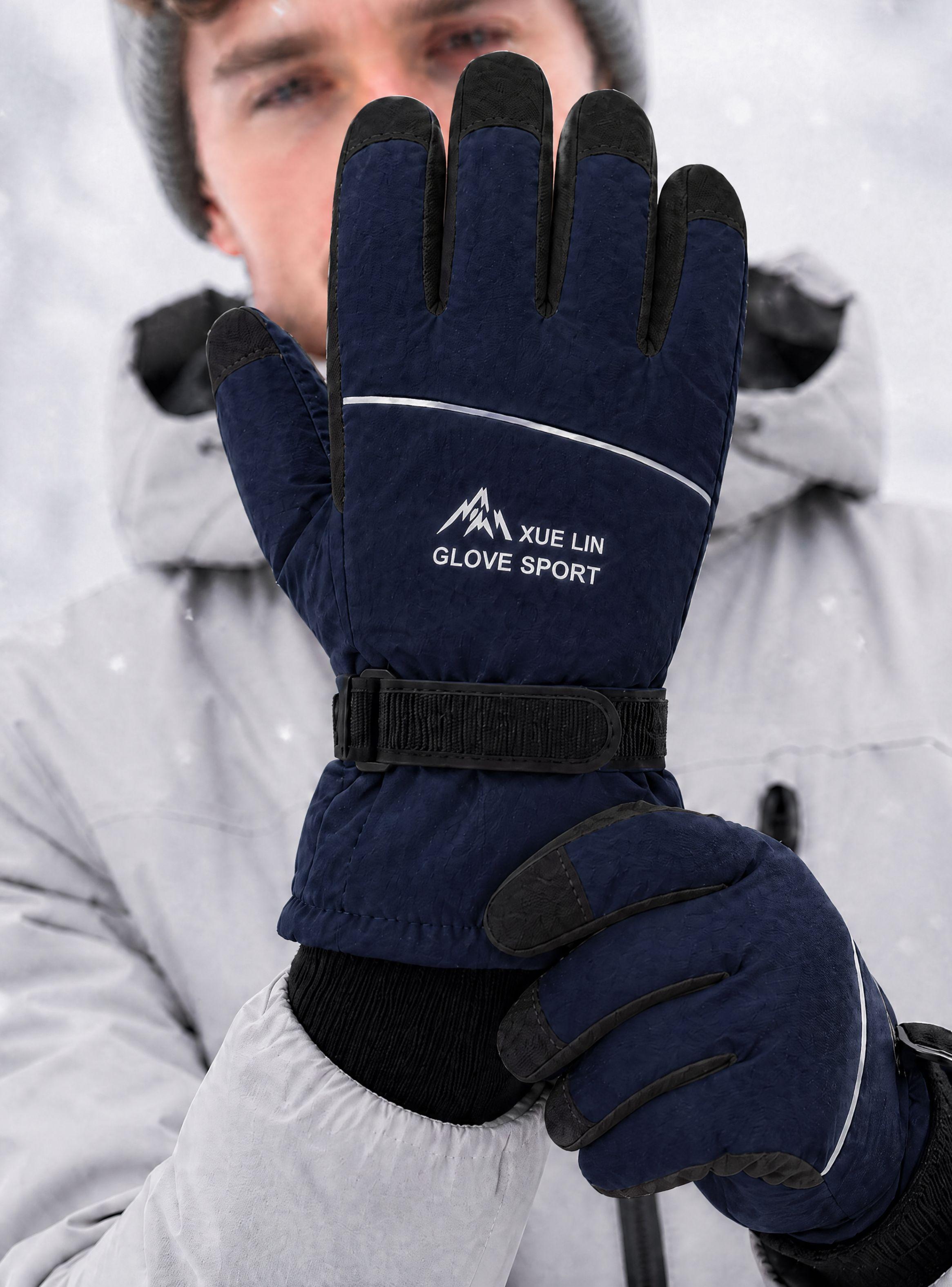 Guantes Para Moto Impermeables Azul Touchscreen Antideslizantes Térmicos-1