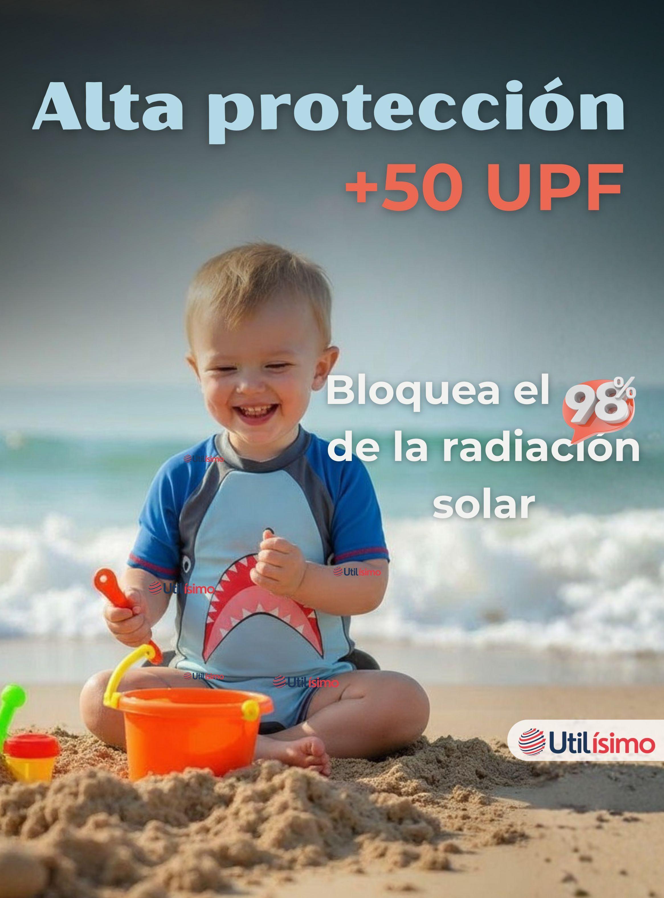 Traje de baño Enterito Con Cremallera  Para Niños 2 a 3 años Blue Shark-2