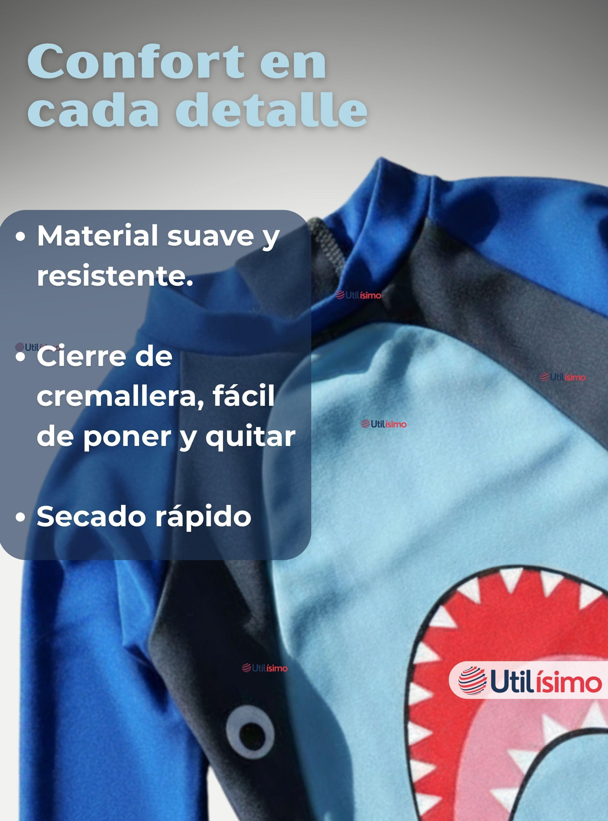Traje de baño Enterito Con Cremallera  Para Niños 2 a 3 años Blue Shark-4