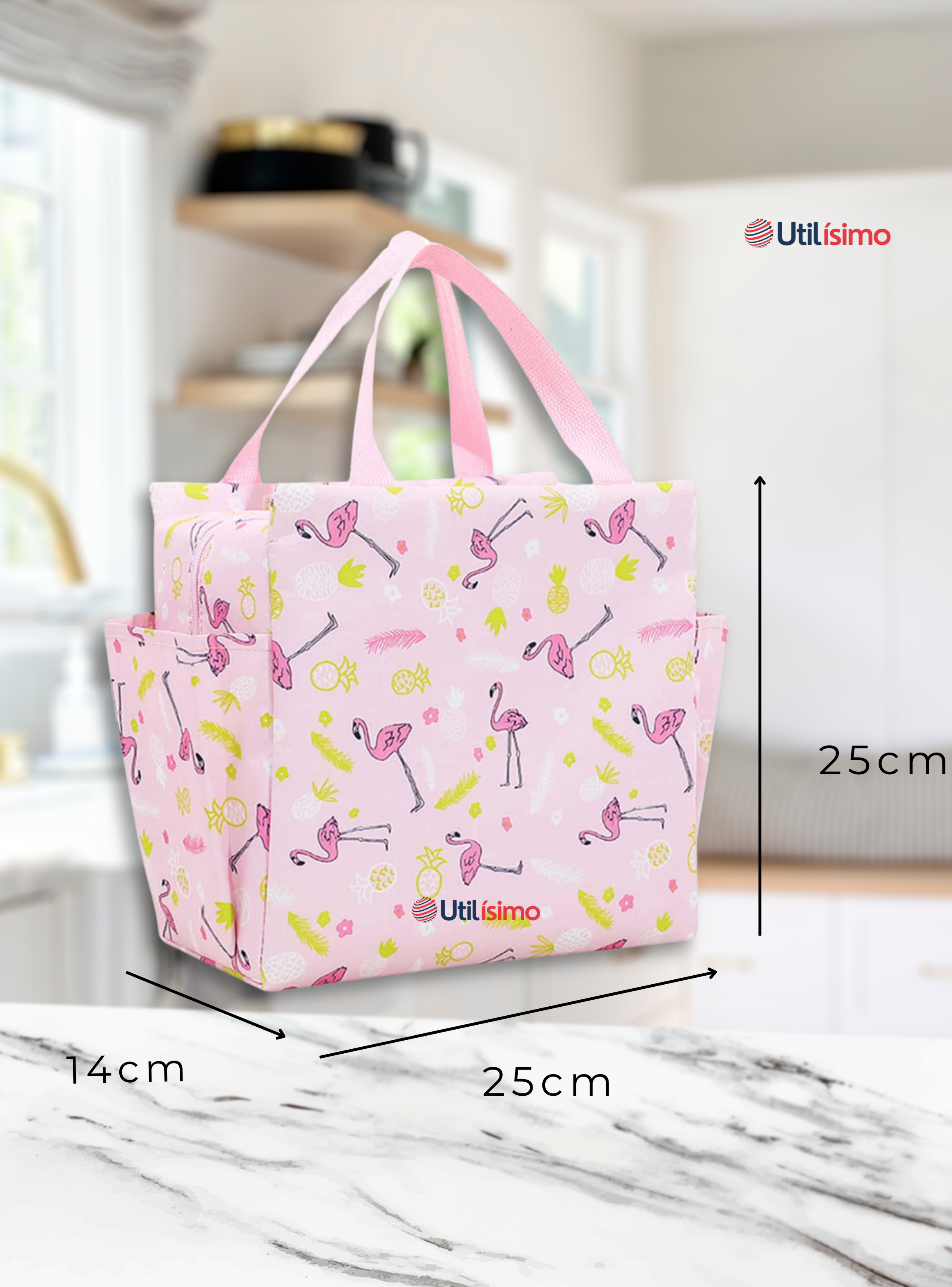 Lonchera Térmica Portátil Estampada Impermeable con Aislamiento Pink-2