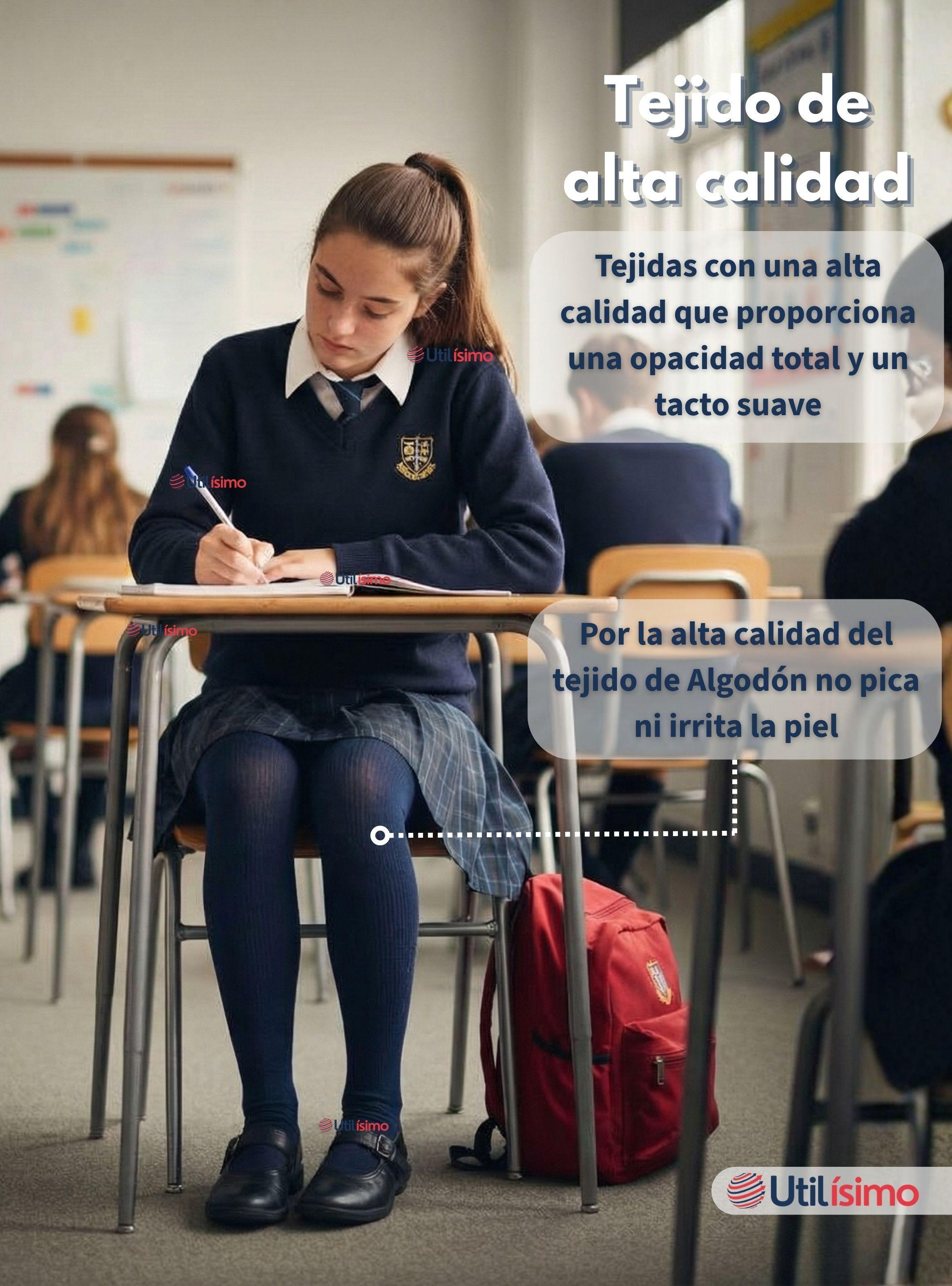 Pack 6 Ballerinas Elasticadas Escolares Niña Algodón Color Azul-6