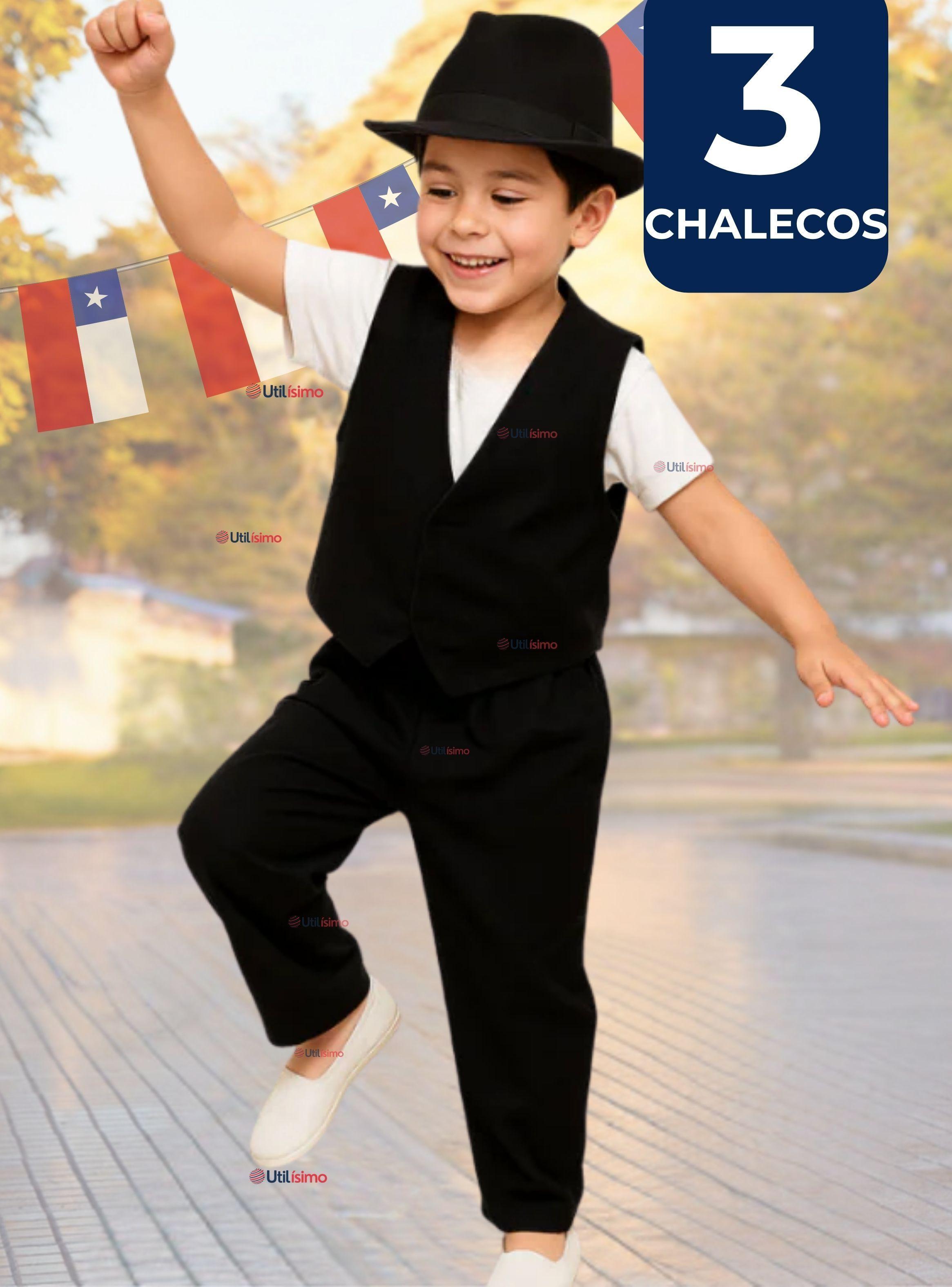 Pack 3 Chaleco Bolero Nortino Niño Fiestas Patrias Negro-0