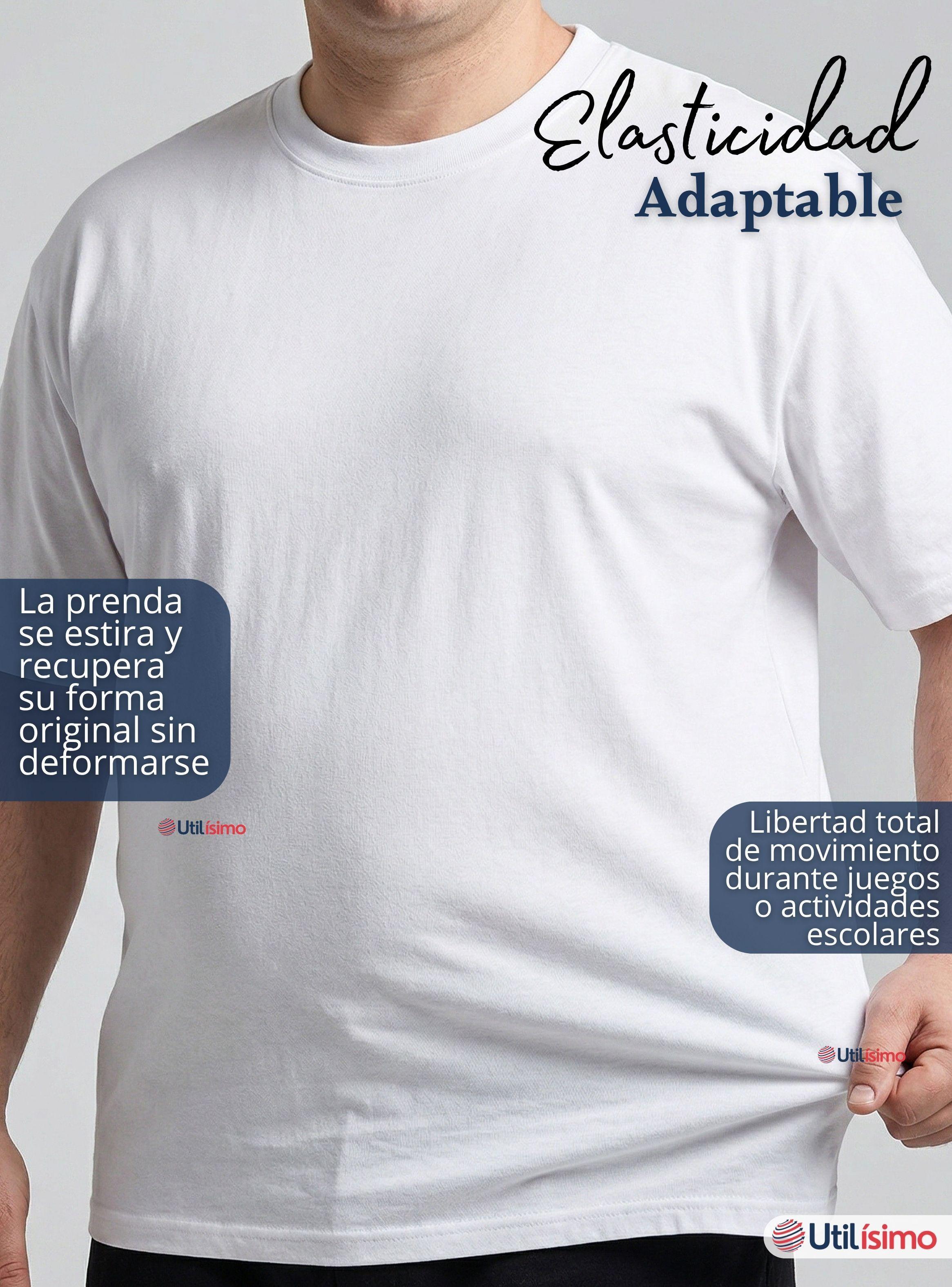 Camiseta Polera Algodón Primera Capa Manga Corta Color Blanco Hombre-5