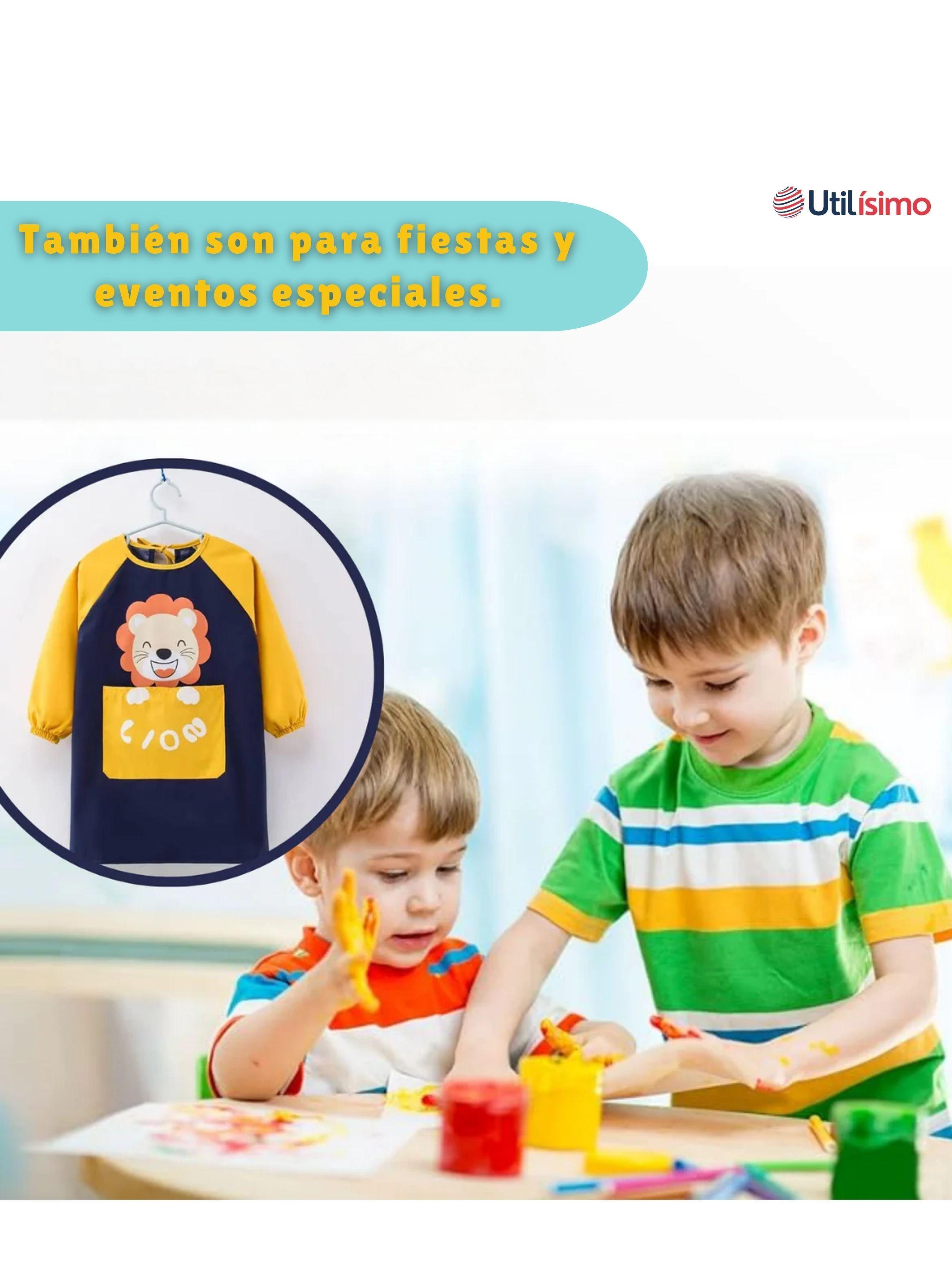 Delantal Infantil Niño Manga Larga Con Bolsillo Colores Surtidos-4