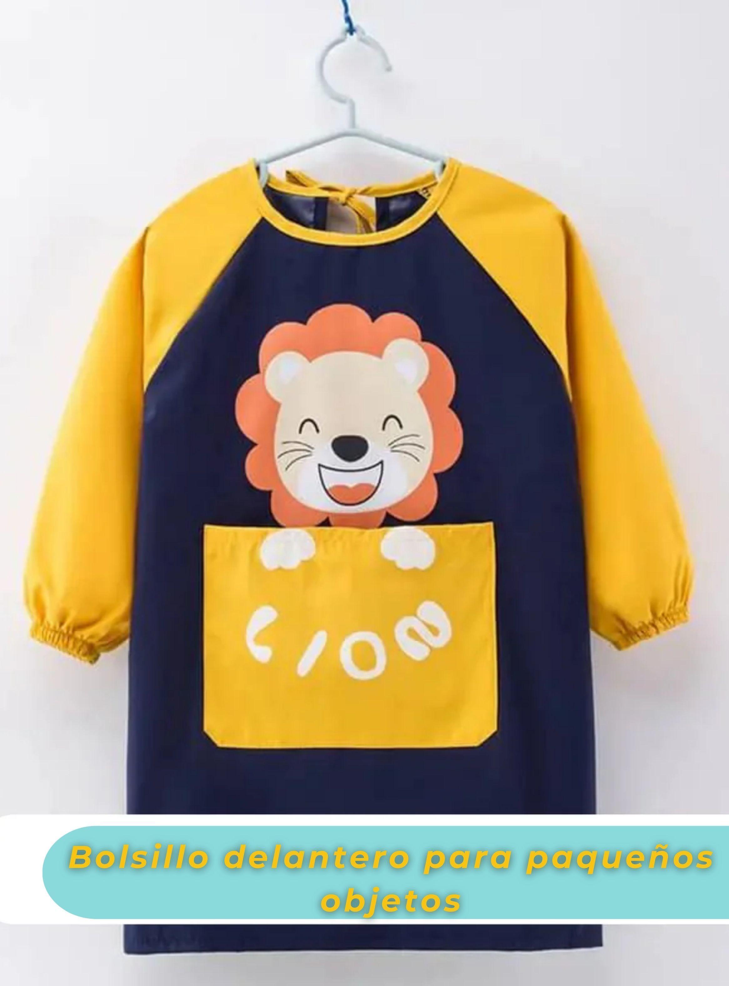 Delantal Infantil Niño Manga Larga Con Bolsillo Colores Surtidos-6