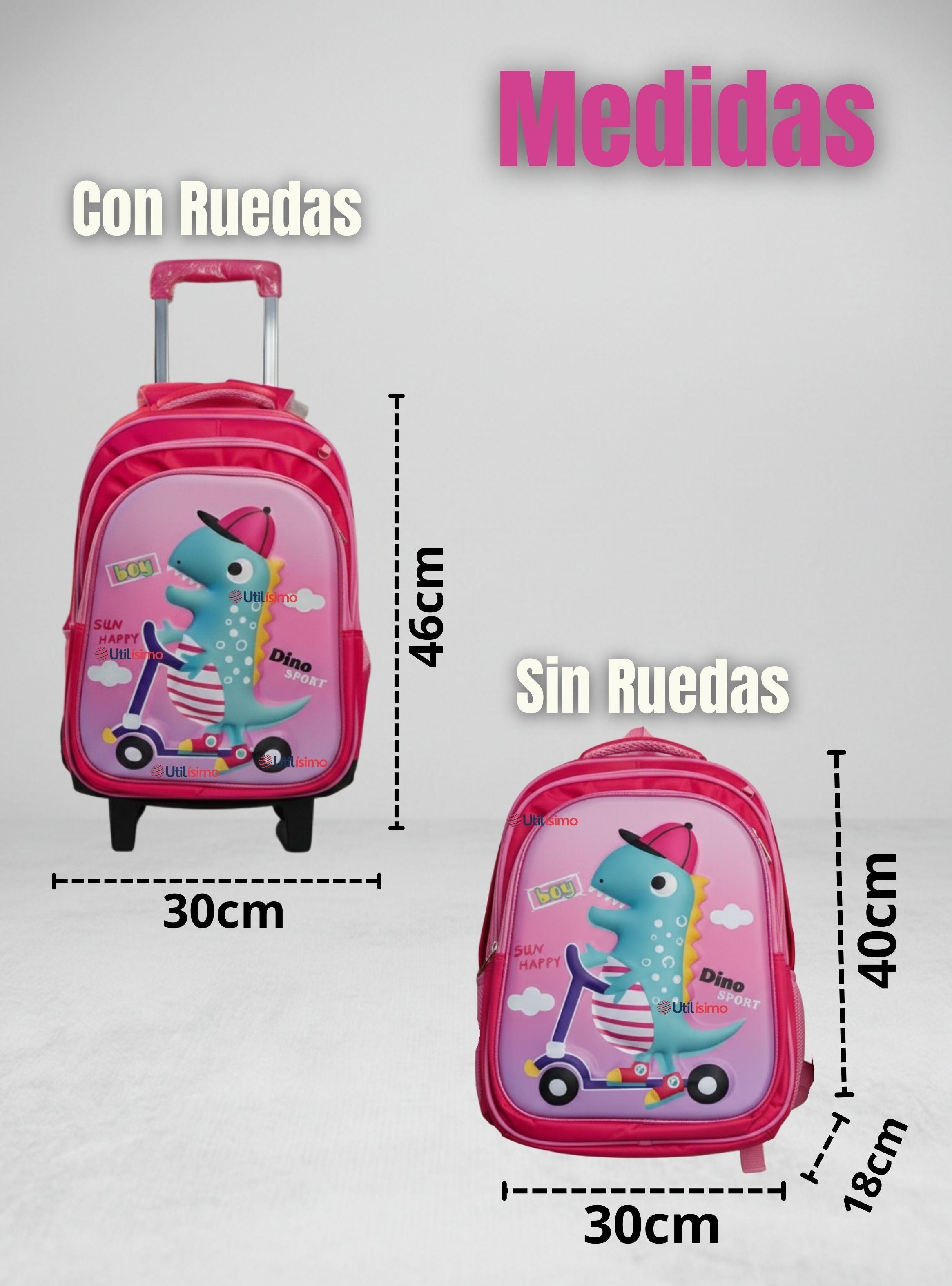 Mochila Escolar Con Ruedas + Estuche + Lonchera Poliéster para Niñas-3