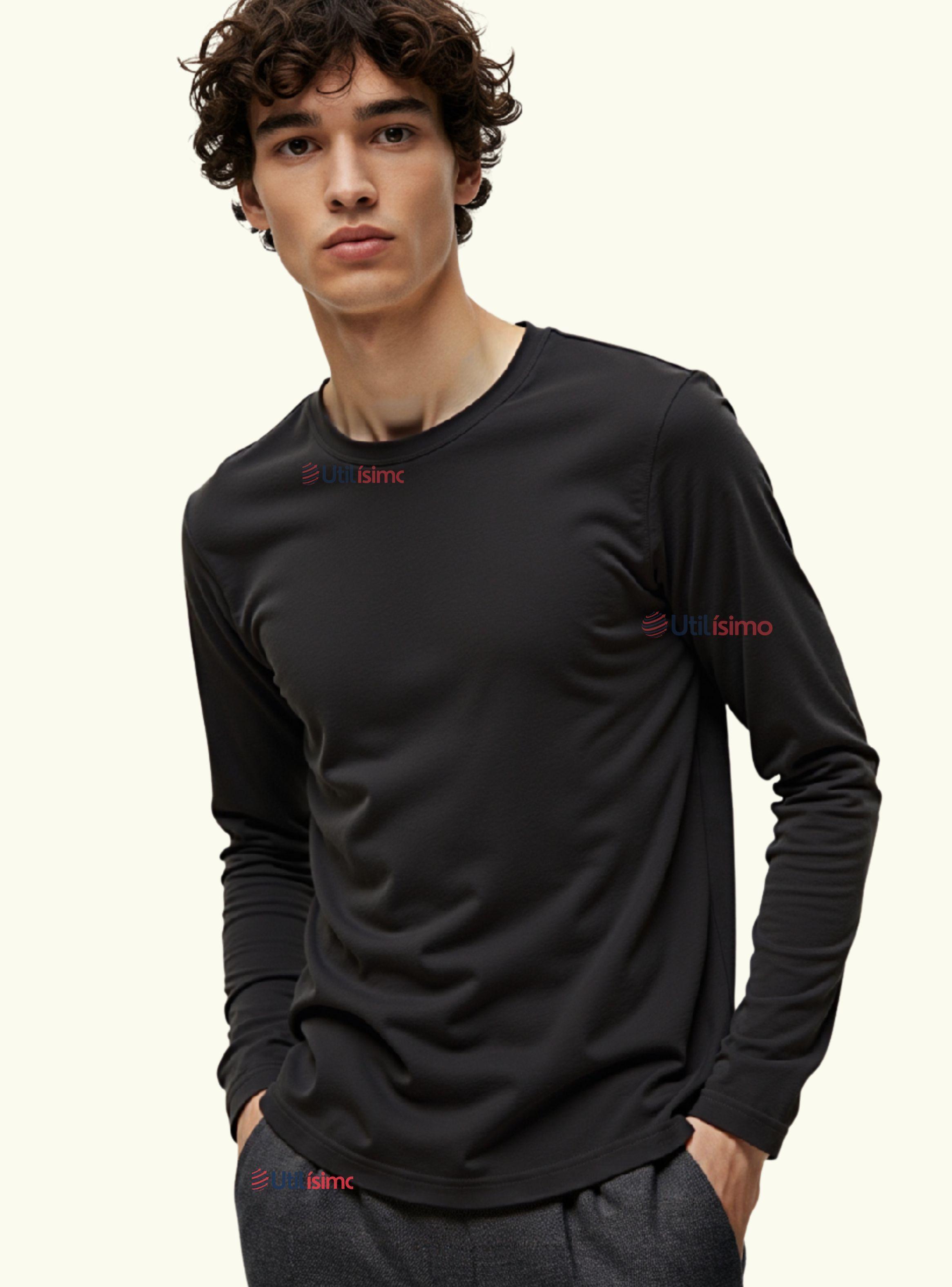 Camiseta Cuello Redondo Bambú Manga Larga Juvenil Polera Colores Surtidos-0