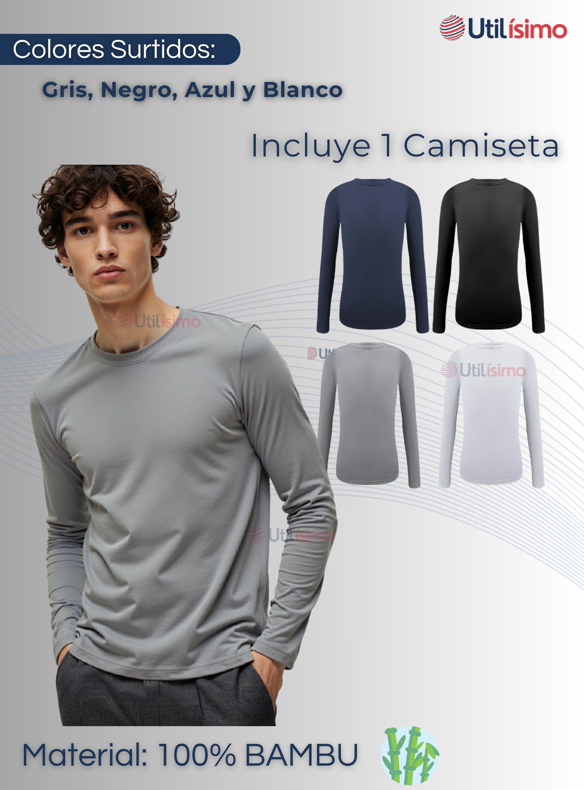 Camiseta Cuello Redondo Bambú Manga Larga Juvenil Polera Colores Surtidos-2