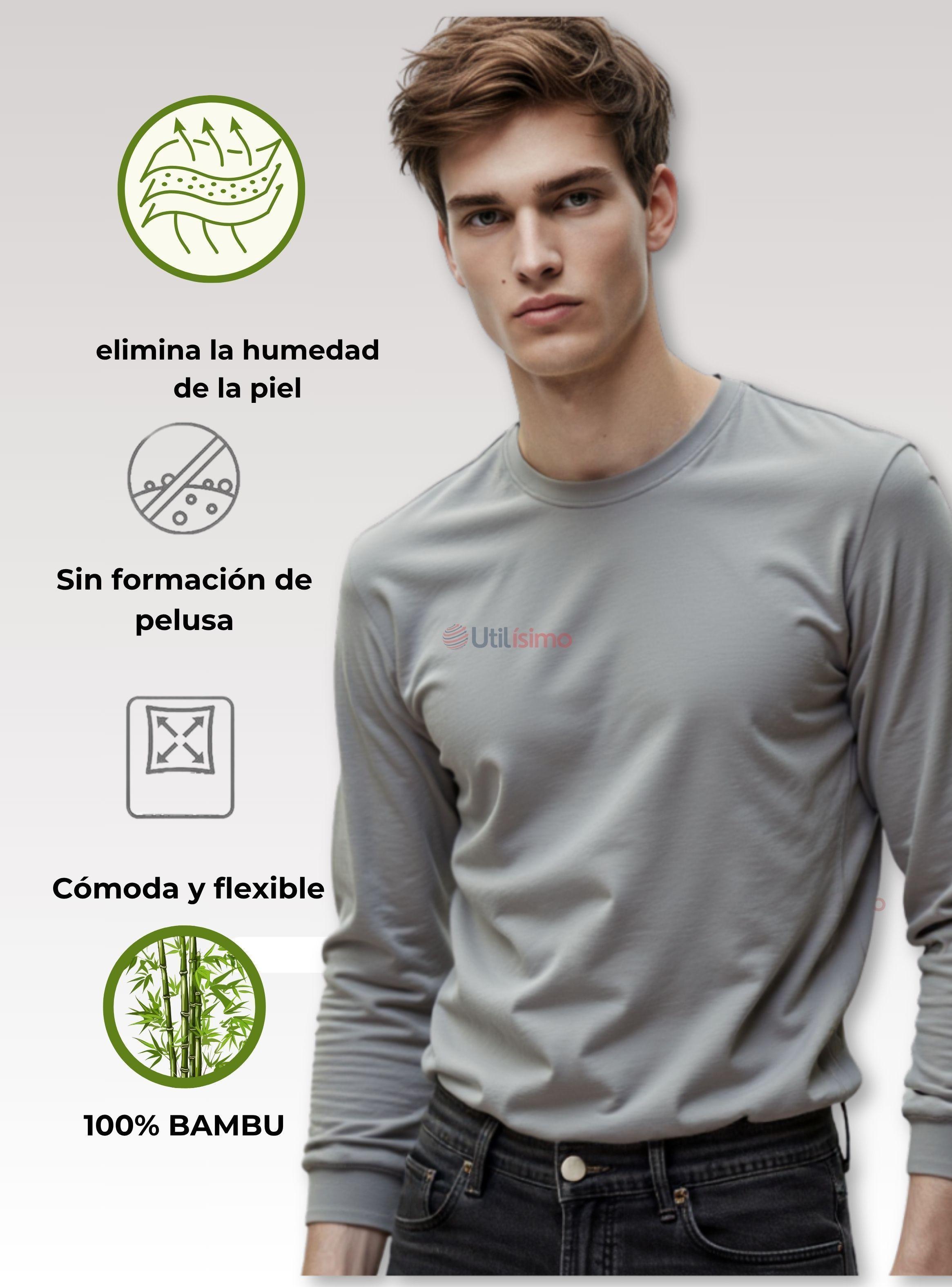 Camiseta Cuello Redondo Bambú Manga Larga Juvenil Polera Colores Surtidos-4