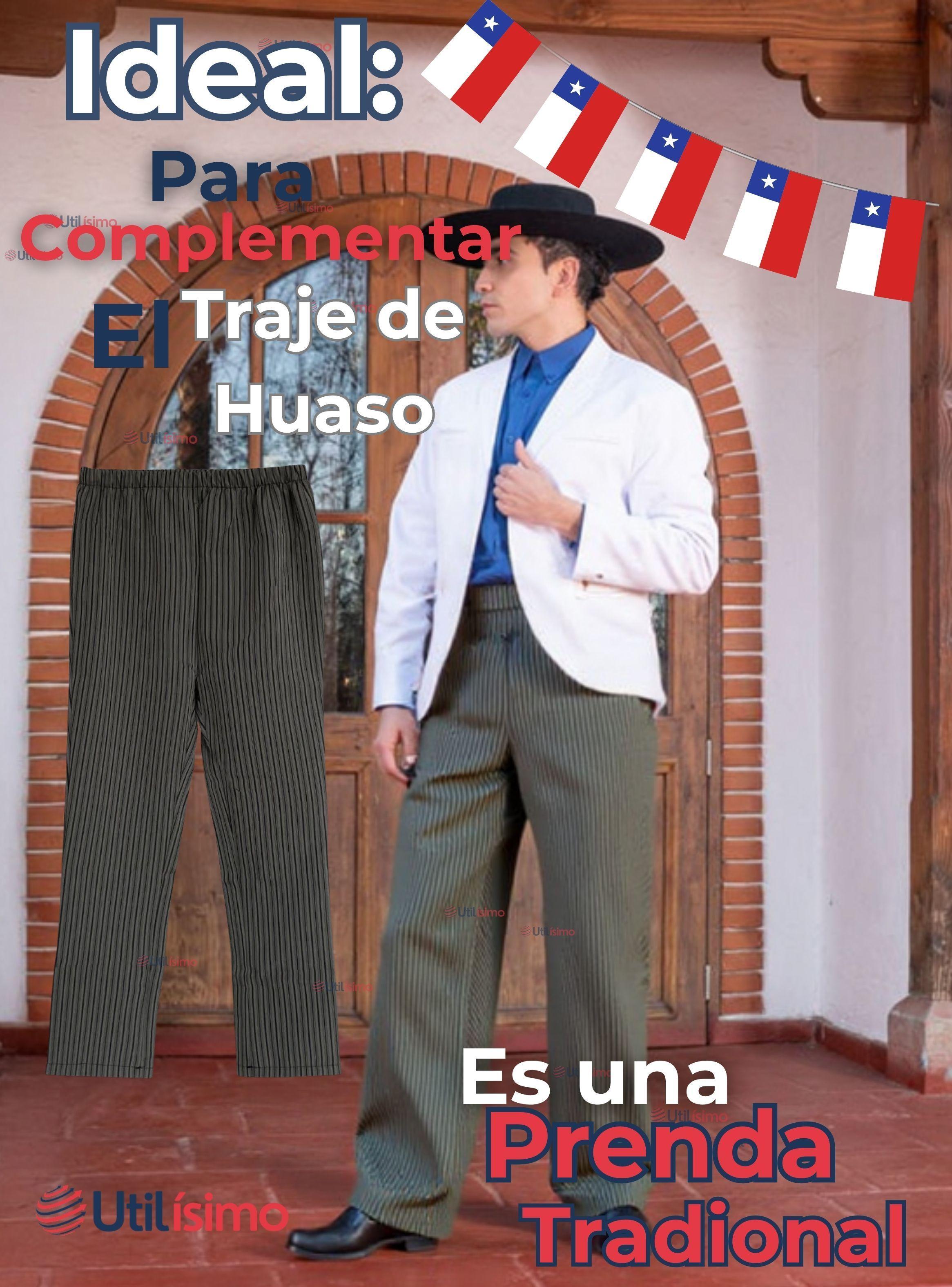  Pantalón Huaso Juvenil Gris con Rayas Fiestas Patrias-3