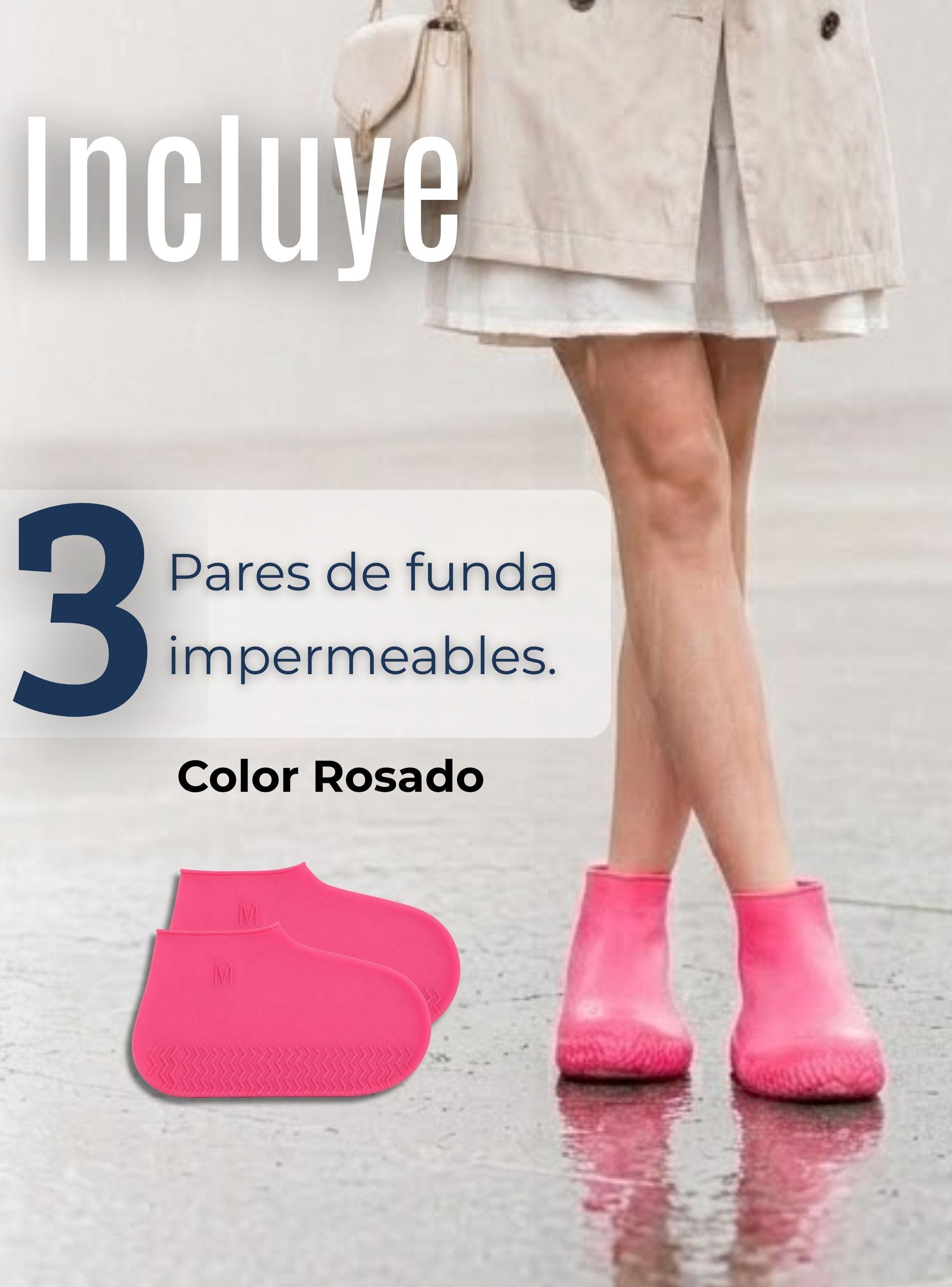 Pack 3 Pares Fundas Cubre Zapatos Rosado Impermeable Silicona Antideslizante Surtidas-2