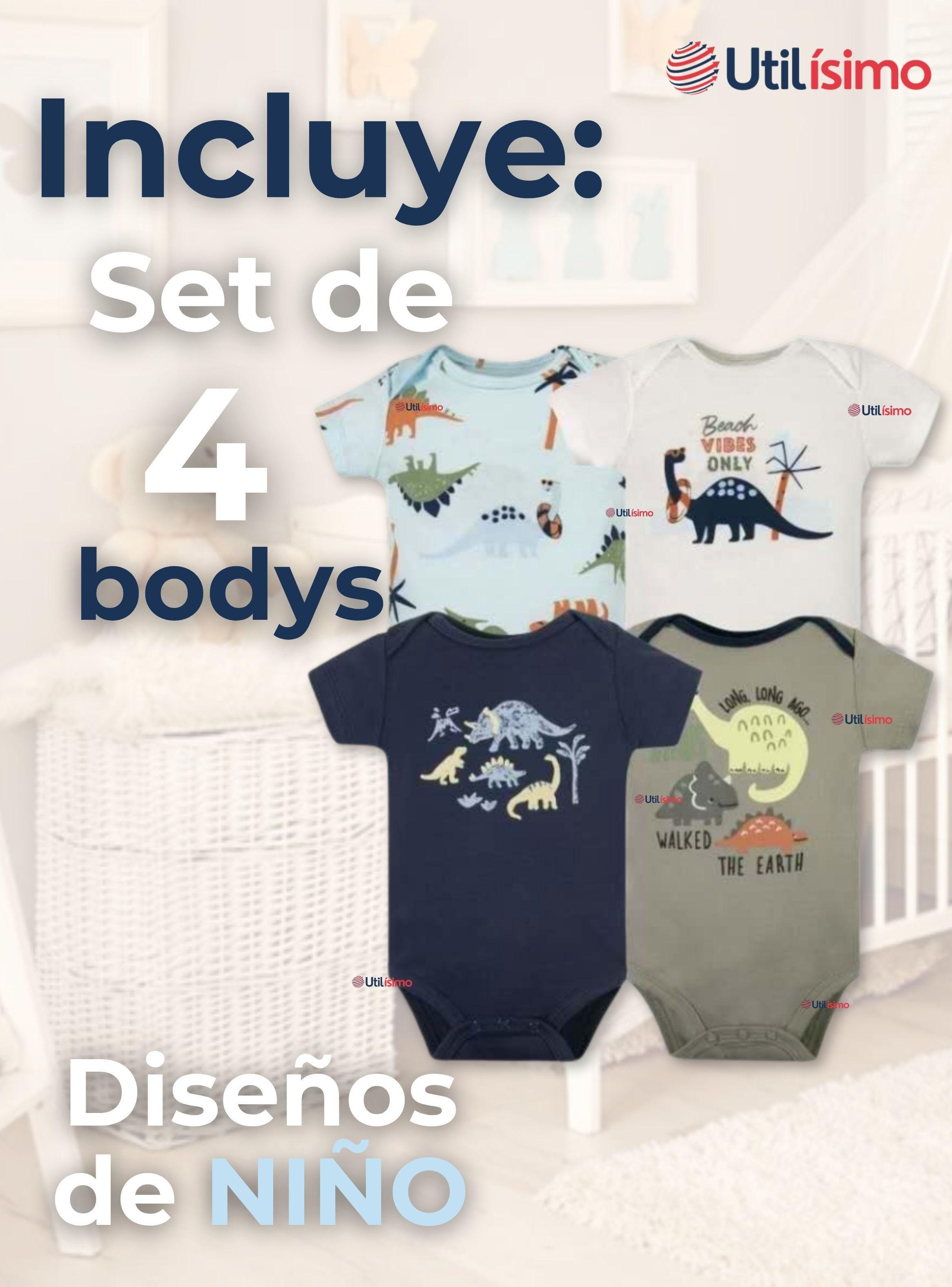 Pack 4 Bodys Niño Manga Corta Tedmimak 100% Algodón Dino Aventura-1