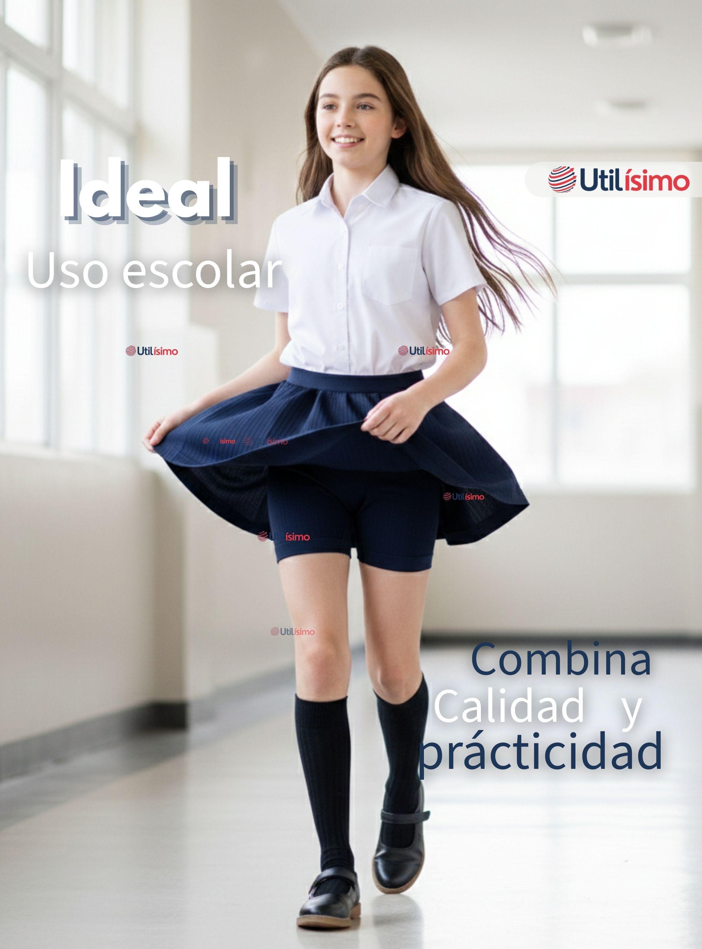 Pack 3 Calzas Cortas Escolar Pata Deportivas para Niñas Color Azul-3