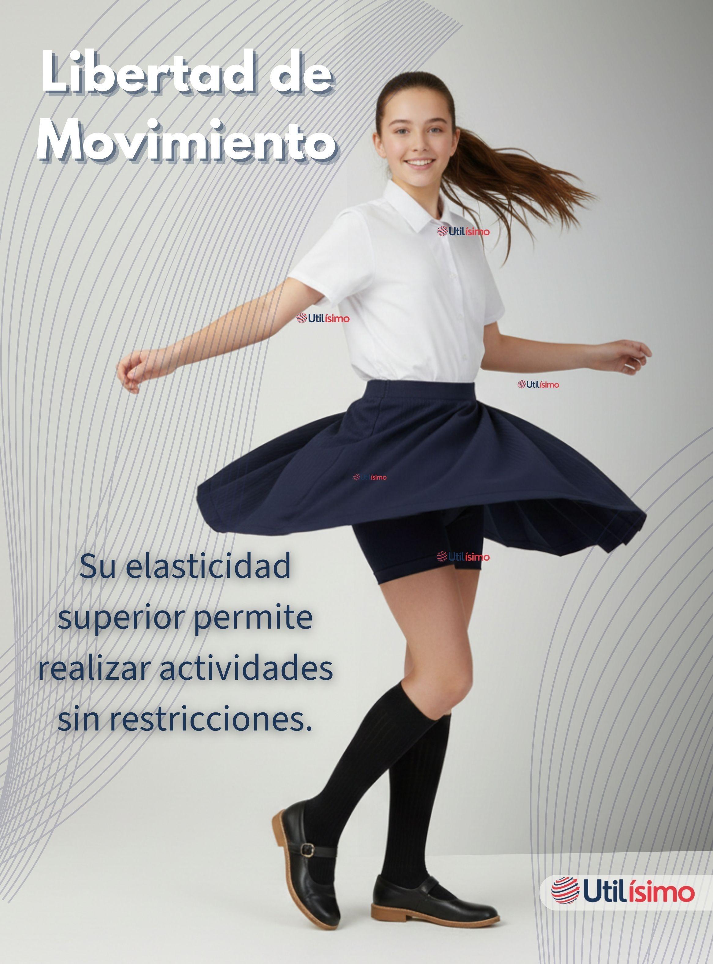 Pack 3 Calzas Cortas Escolar Pata Deportivas para Niñas Color Azul-6