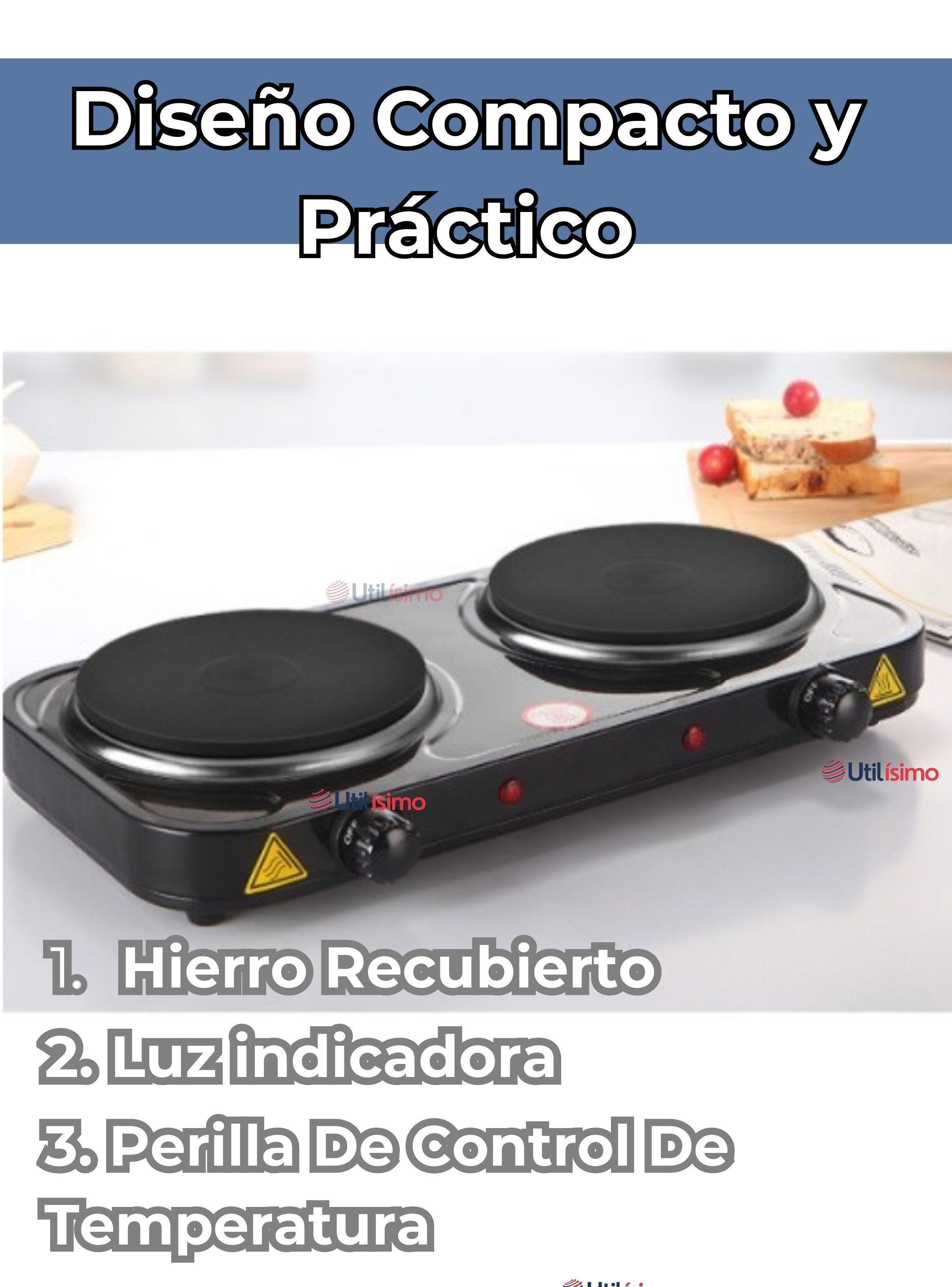 Cocina Eléctrica 2 Platos 2000w de Potencia Cocinilla Portátil Negro-3