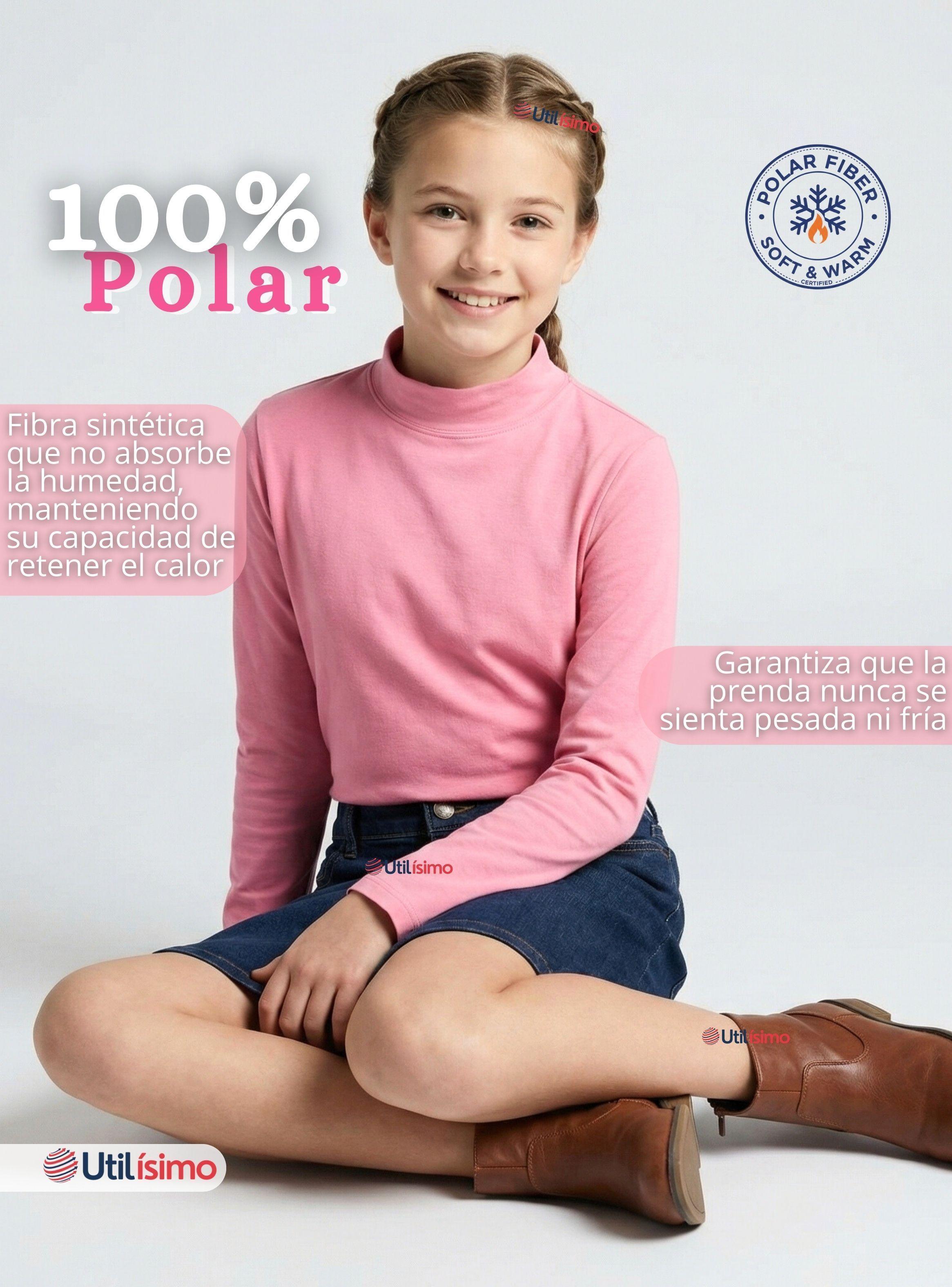 Pack 6 Poleras Camisetas Polar Primera Capa Cuello Beatle Mangas Largas Colores Surtido para Niñas-3