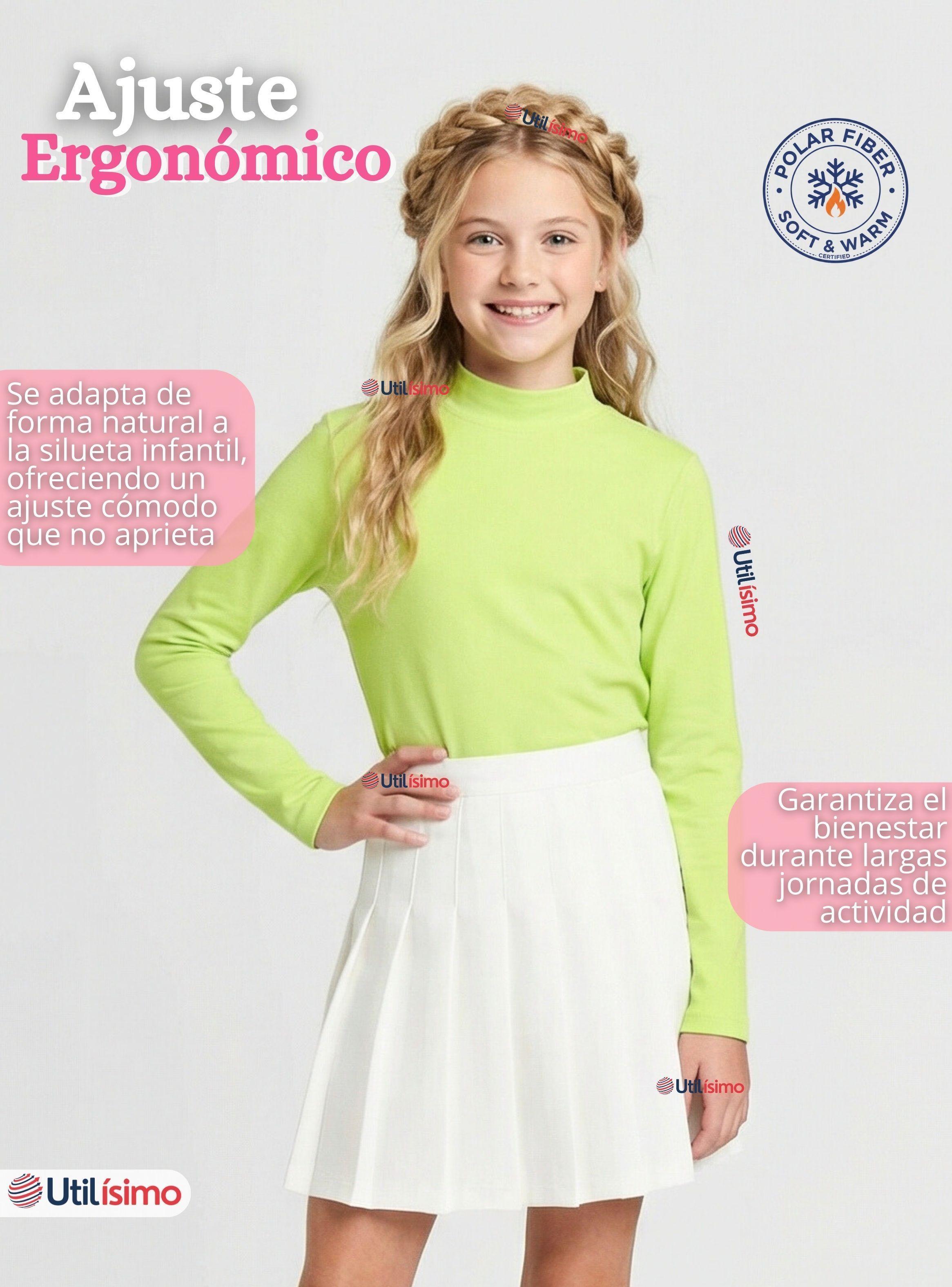 Pack 6 Poleras Camisetas Polar Primera Capa Cuello Beatle Mangas Largas Colores Surtido para Niñas-5