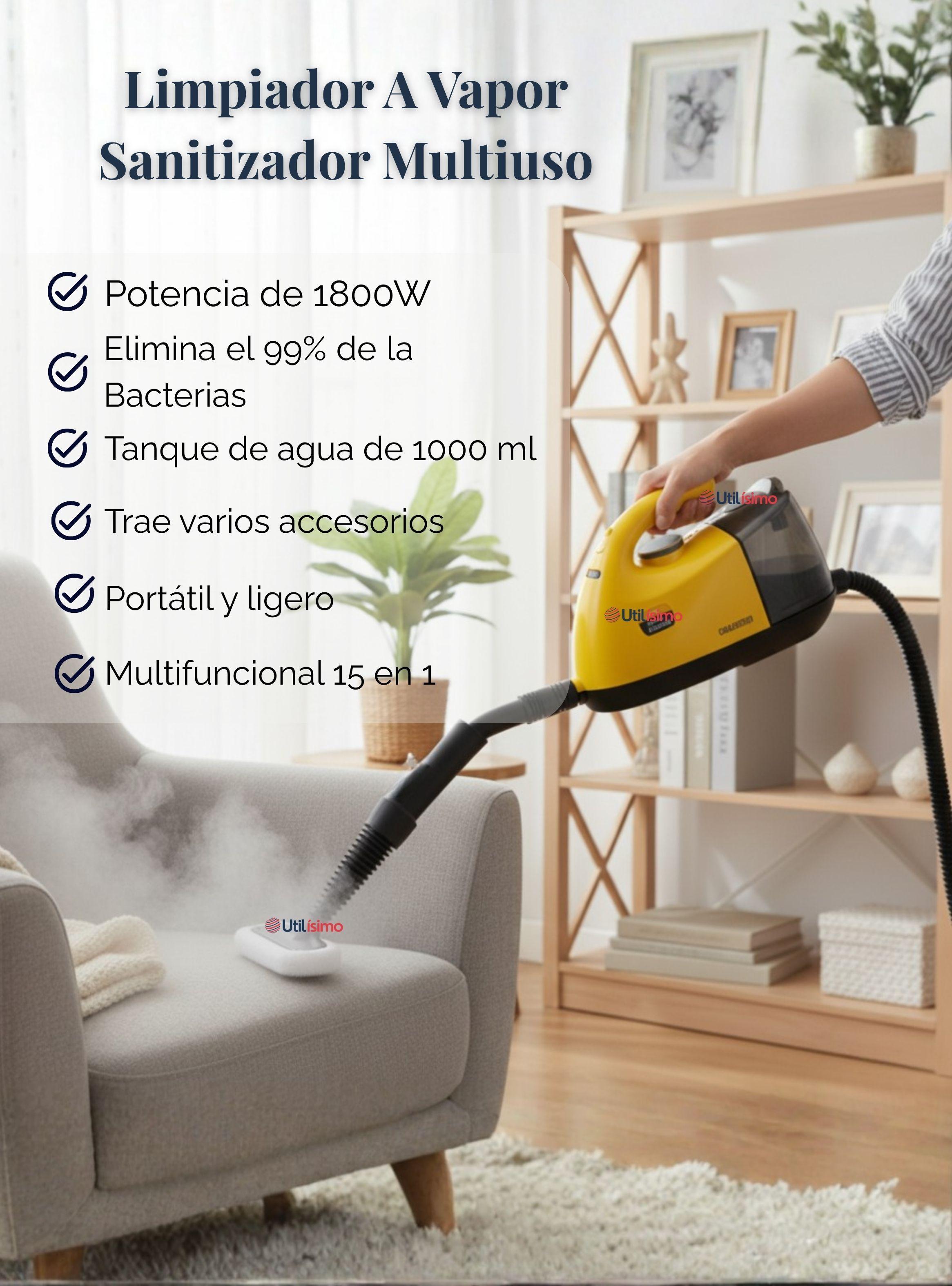 Limpiador A Vapor Sanitizador Multiuso 1800w de Potencia 1000ml Multifunción 15 En 1-1
