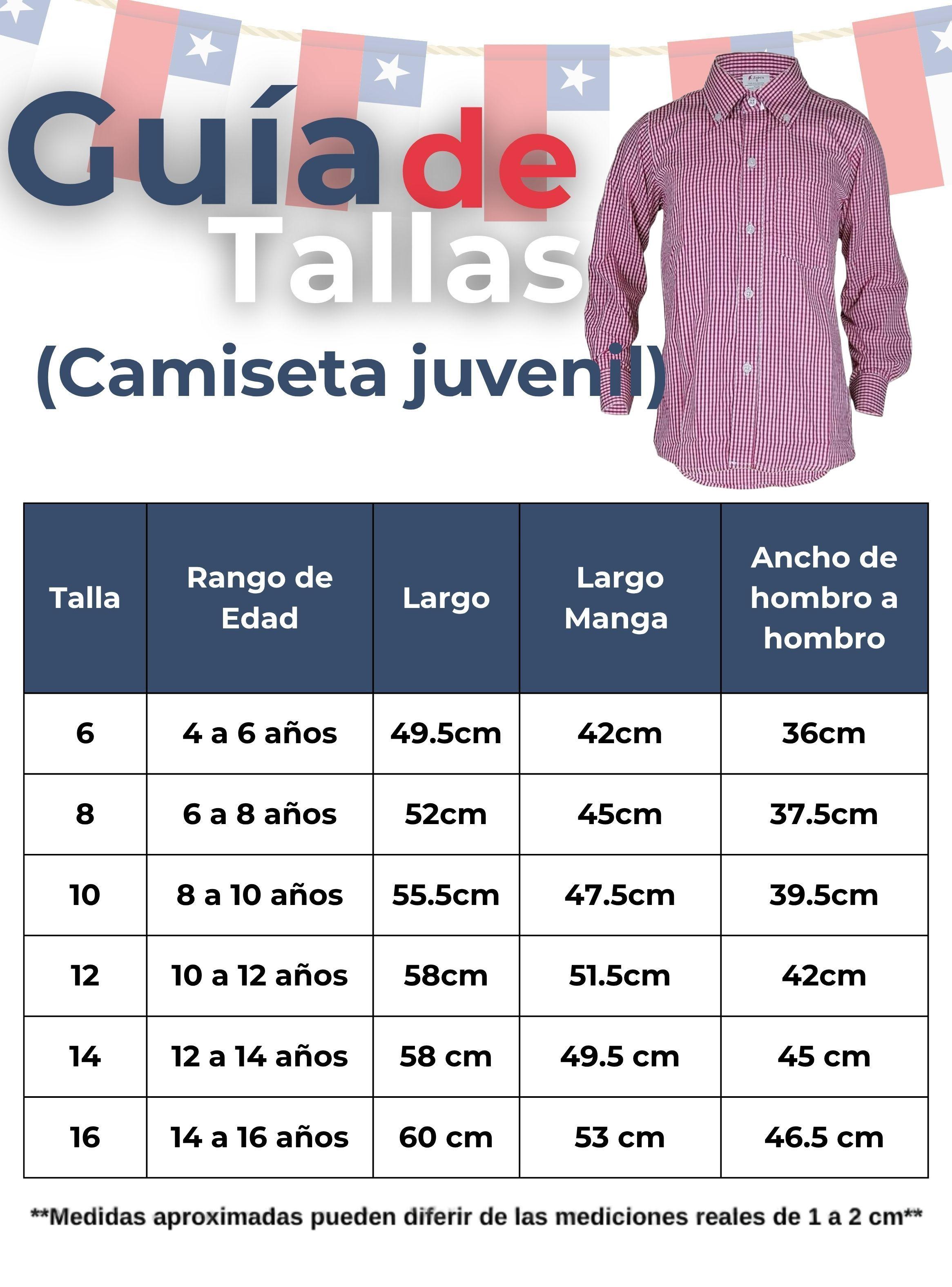 Camisa Huaso Cuadrillé Algodón Juvenil Color Rojo Fiestas Patrias-2