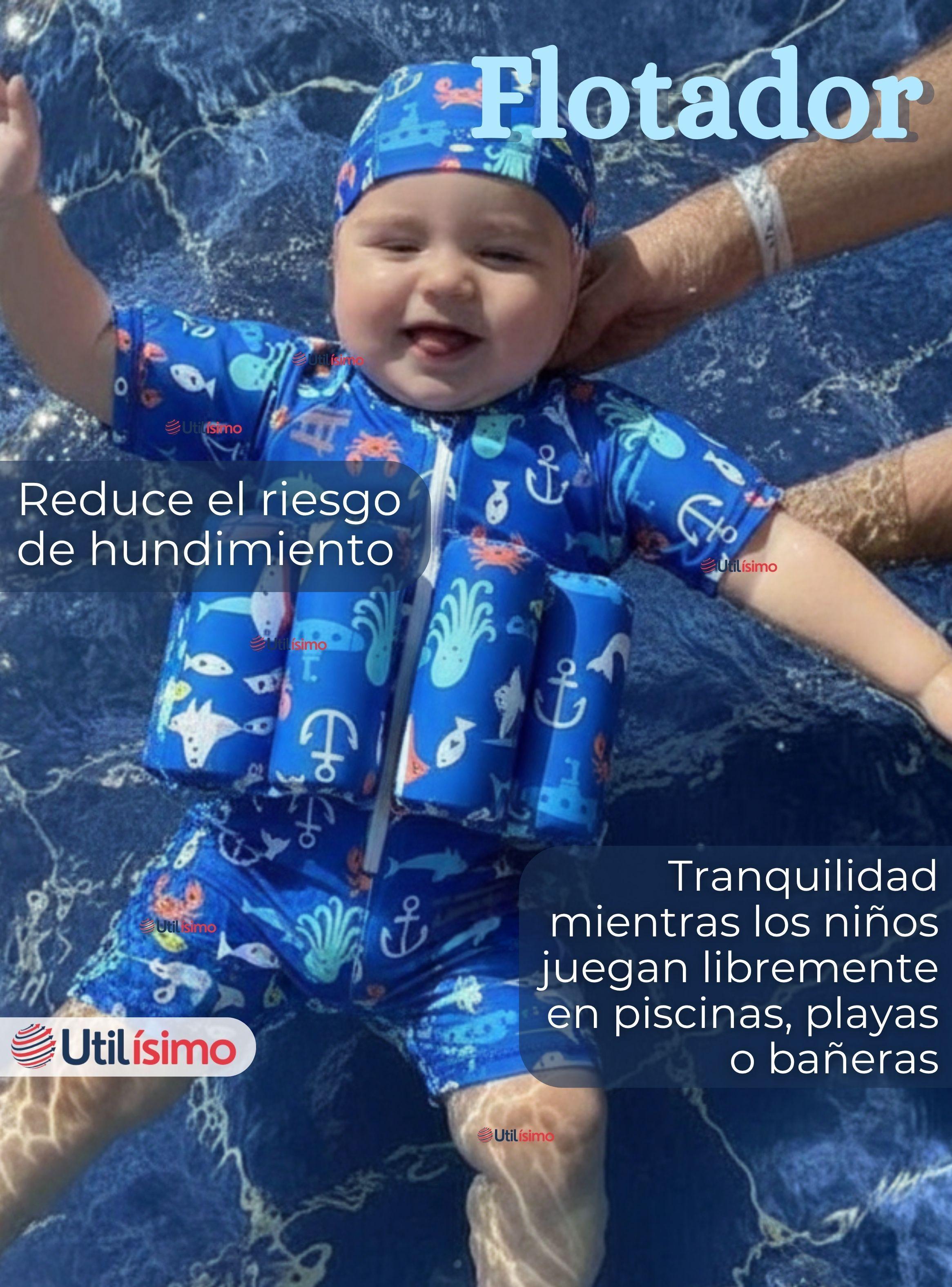 Traje de Baño Flotador Enterito Con Gorro para Niño 2 Piezas 9 a 36 Meses Blue Sea-2