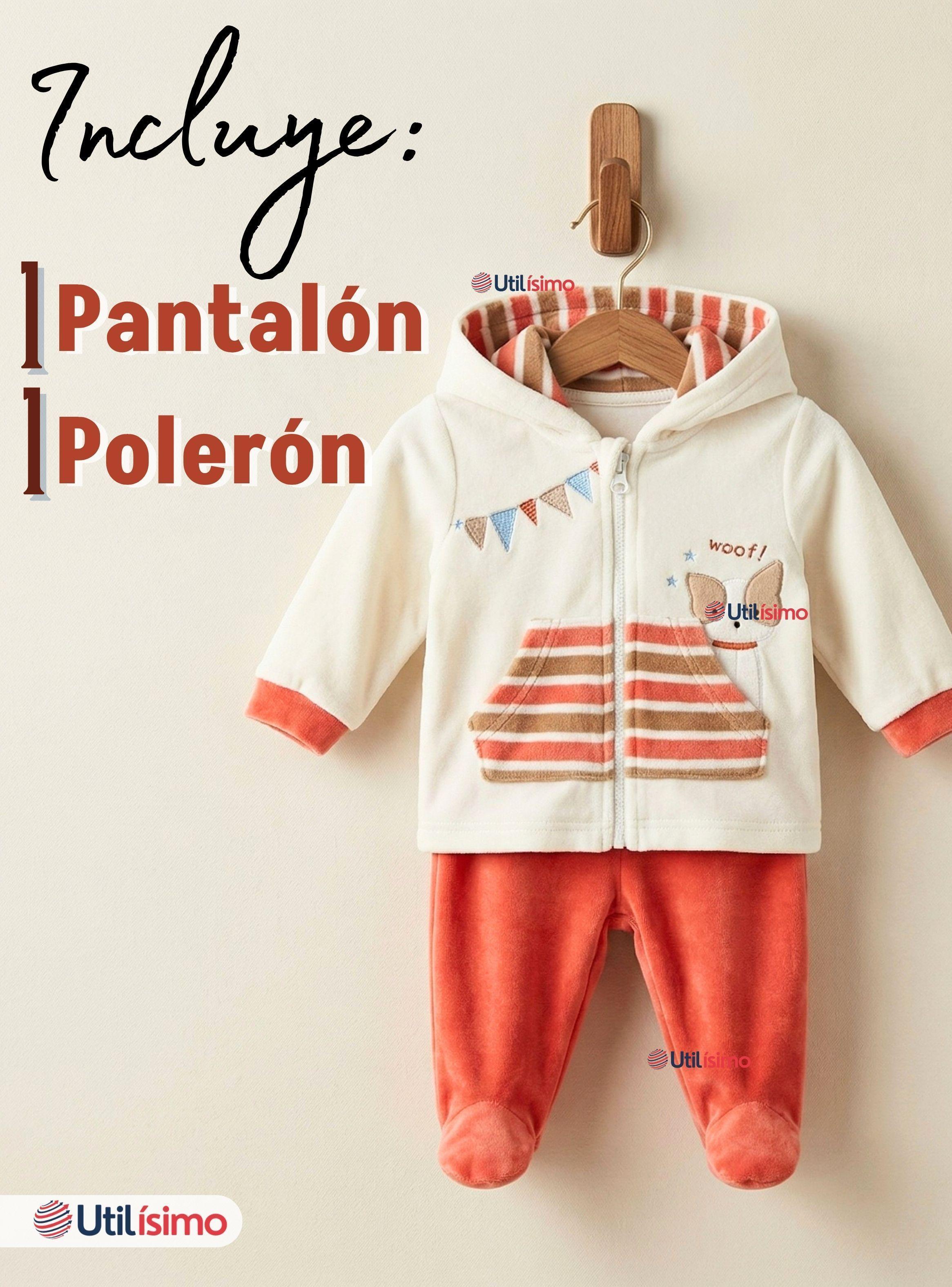 Conjunto 2 Piezas Buzo Pantalón Y Polerón Con Capucha Tela Plush de Bebé Niño-2