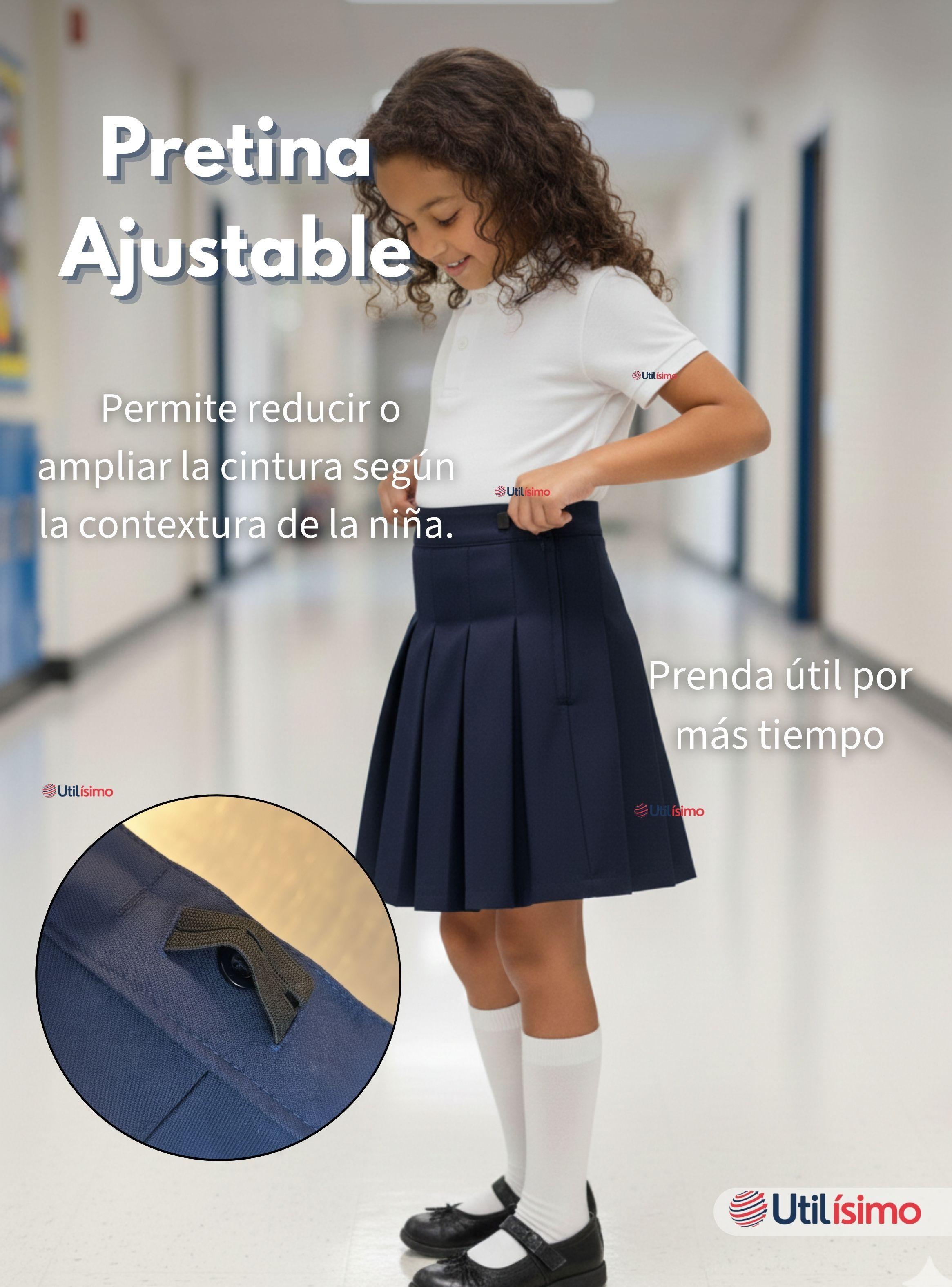 Pack 3 Faldas Escolar Plisada de Color Azul para Niñas-6