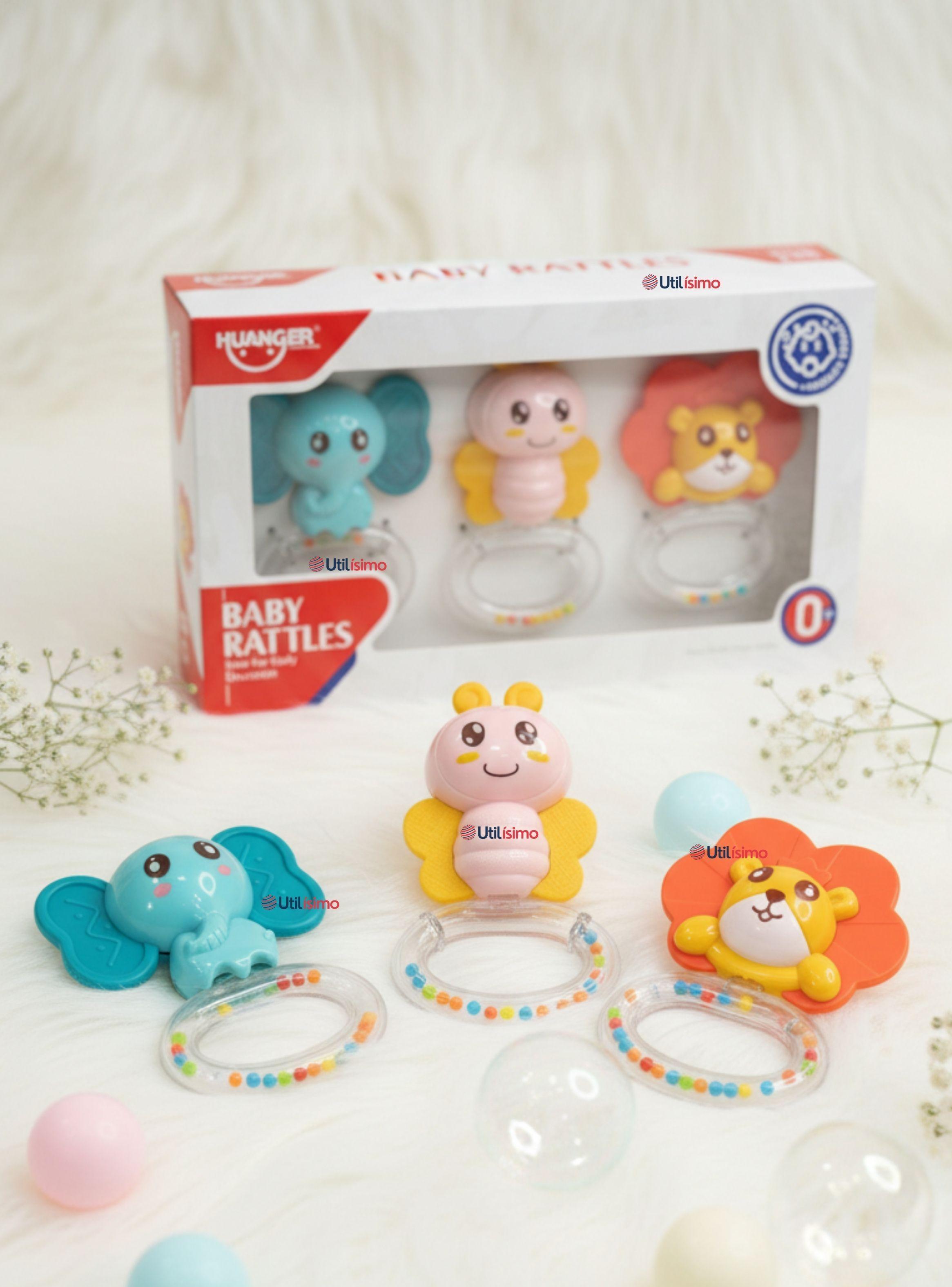 Set de 3 Piezas Sonajeros Cascabel Juguetes para bebé Niño y Niña-0