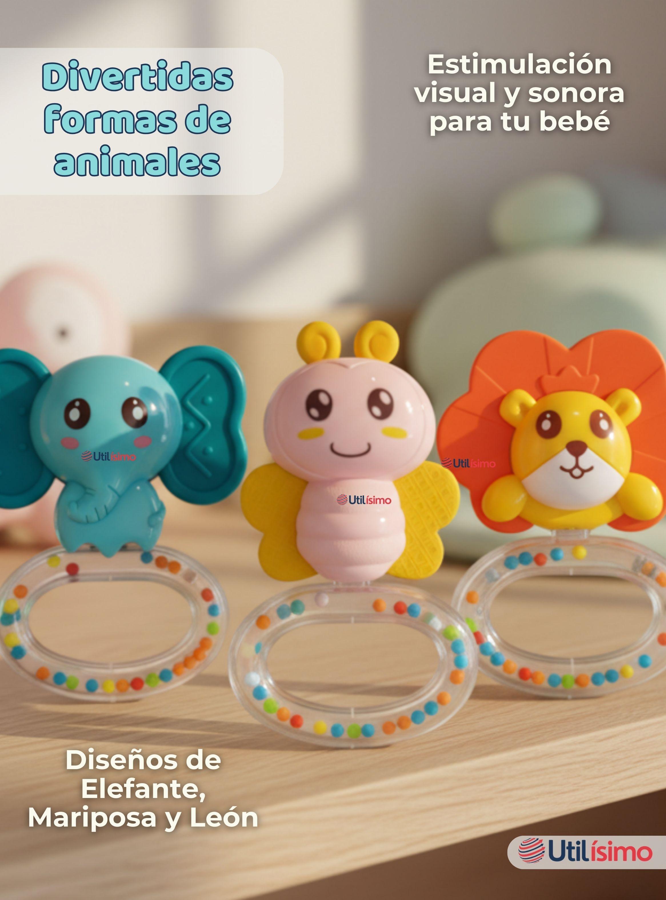 Set de 3 Piezas Sonajeros Cascabel Juguetes para bebé Niño y Niña-5