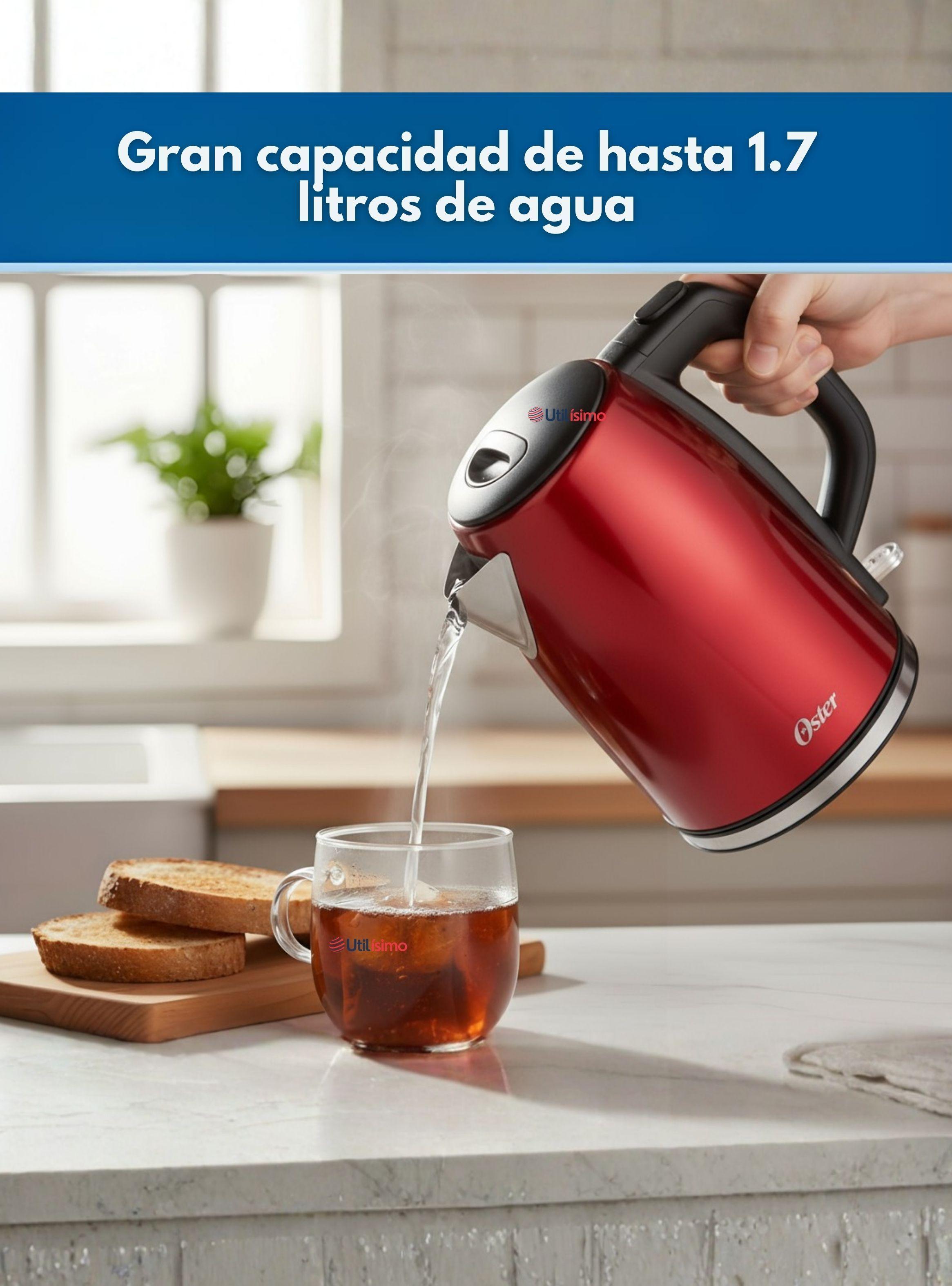 Hervidor eléctrico Oster® acero inoxidable 1.7 lt BVSTKT673CR de Color Rojo-5