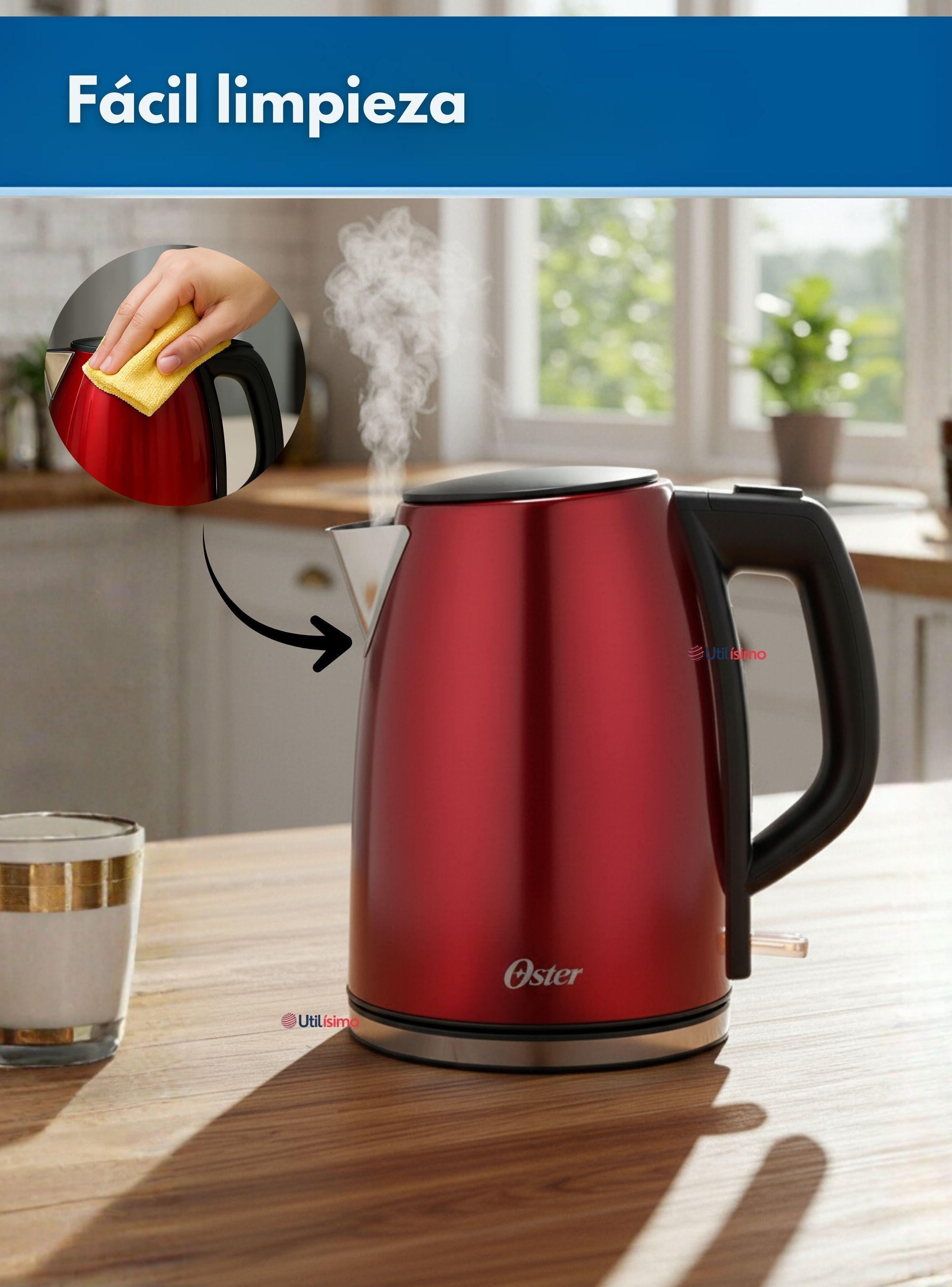 Hervidor eléctrico Oster® acero inoxidable 1.7 lt BVSTKT673CR de Color Rojo-7