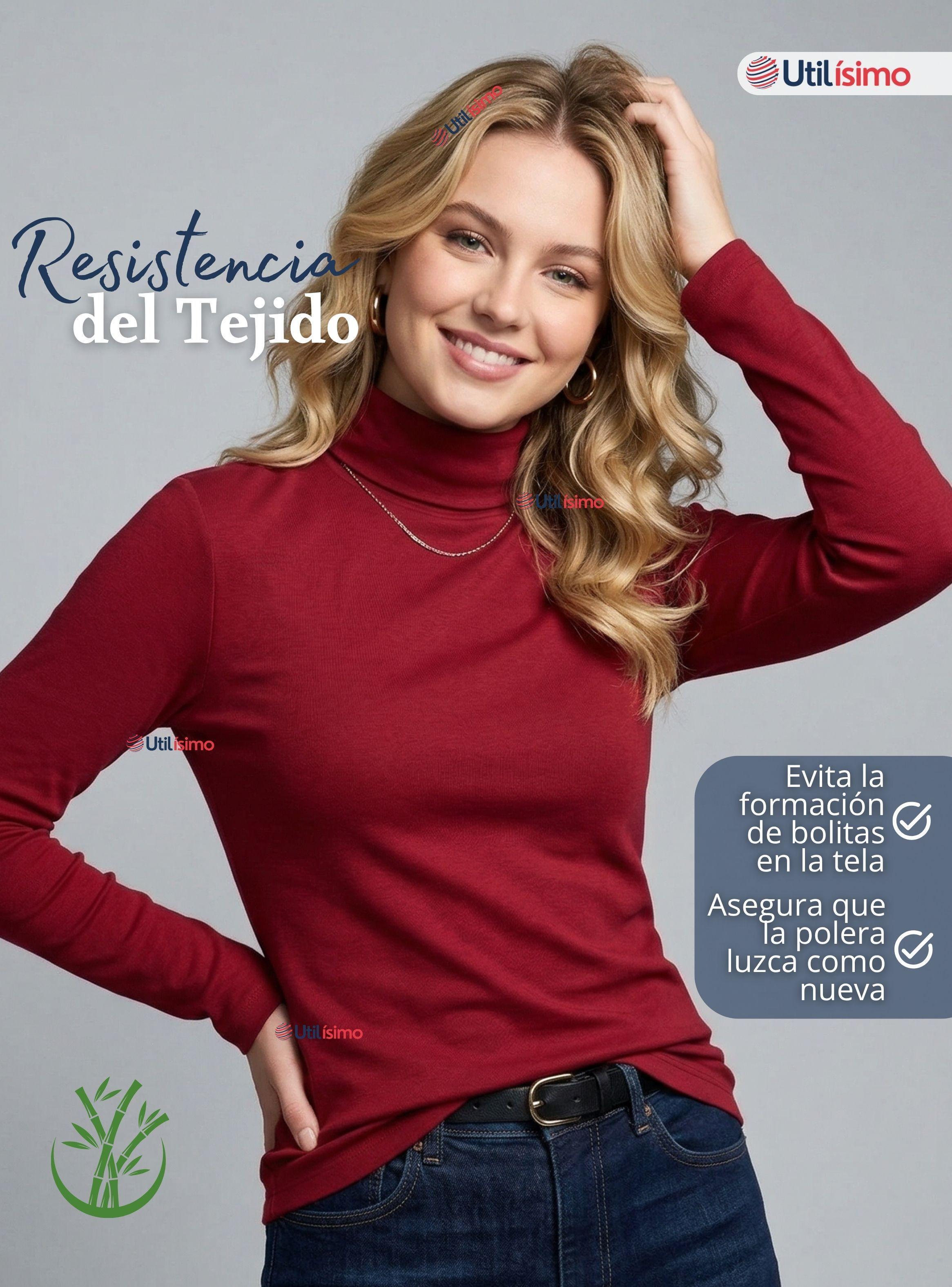 Camiseta Polera Bambú Primera Capa Cuello Beatle Manga Larga Colores Surtidos Mujer-7