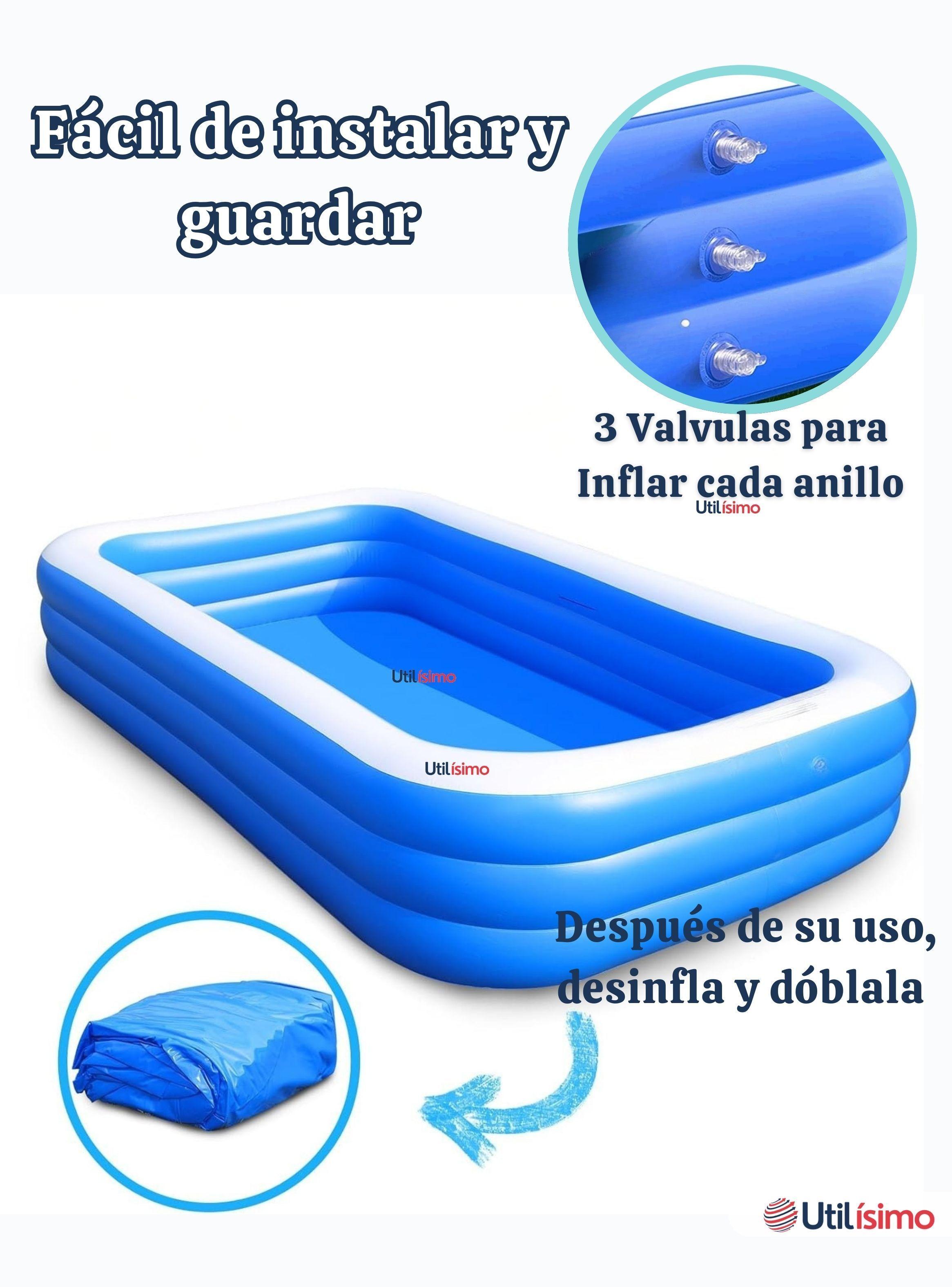 Piscina Inflable Rectangular de 210x140x60 CM Color Azul-5