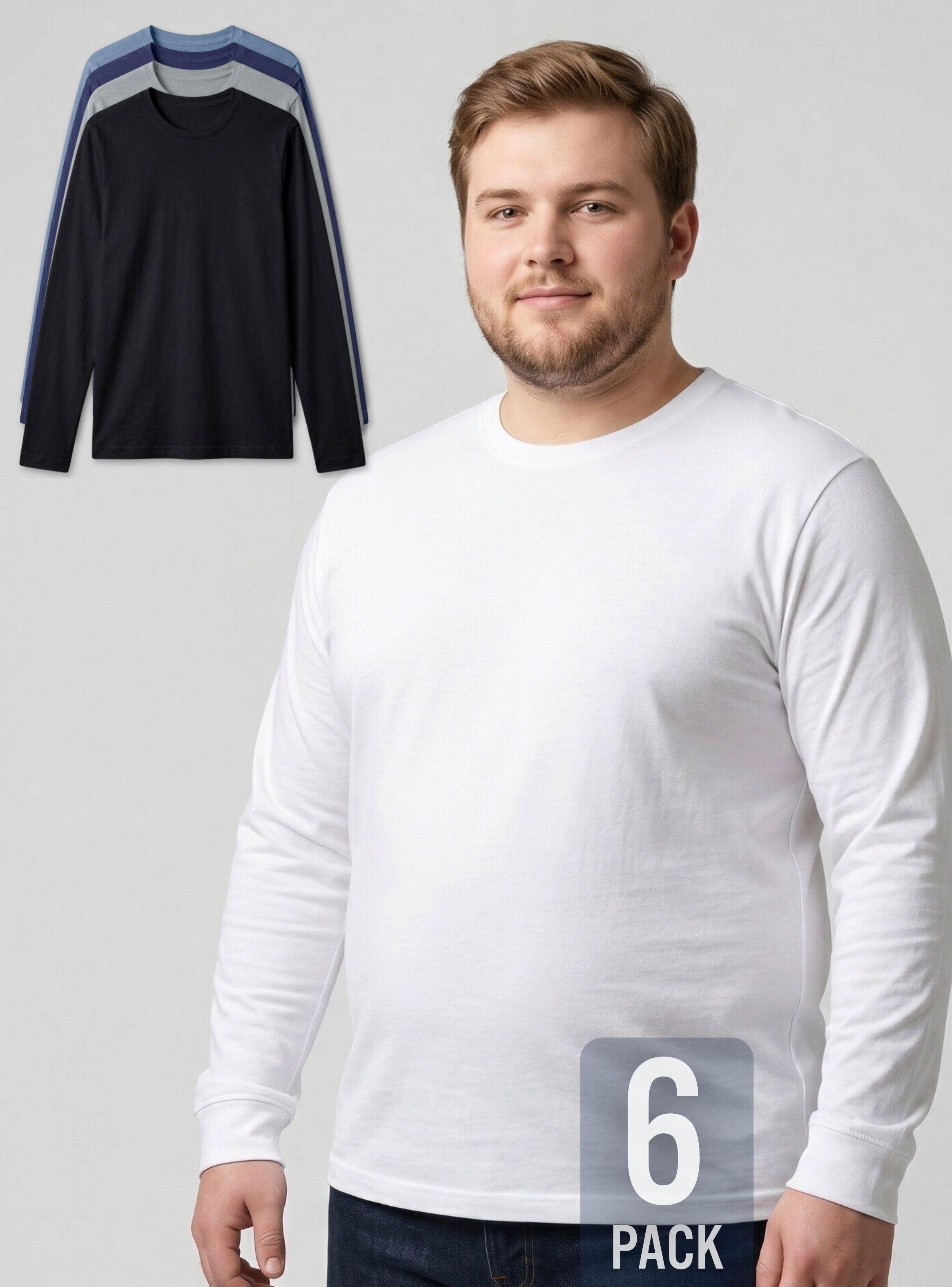 Pack 6 Camisetas Poleras Bambú Primera Capa Cuello Redondo Mangas Larga Colores Surtidos Hombre-1